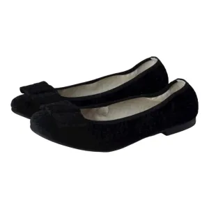 1412 - Black Velvet Flats for Girl/Teen/Women by London Kids