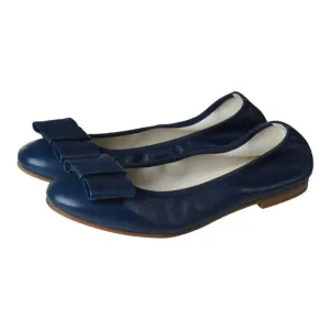 1412 - Navy Soft Leather Flats for Girl/Teen/Women by London Kids