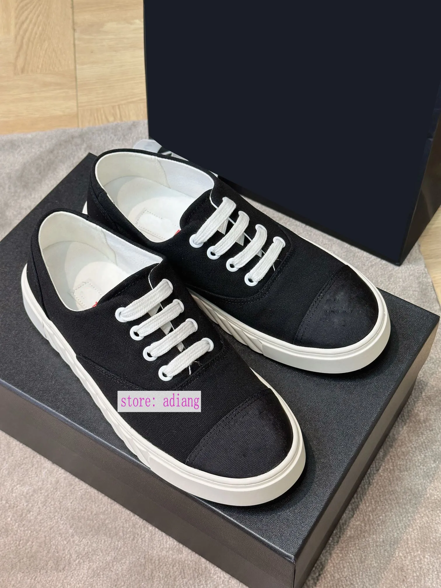 35-41 canvas flats lace up casual shoes comfort women 2023 black white high quality