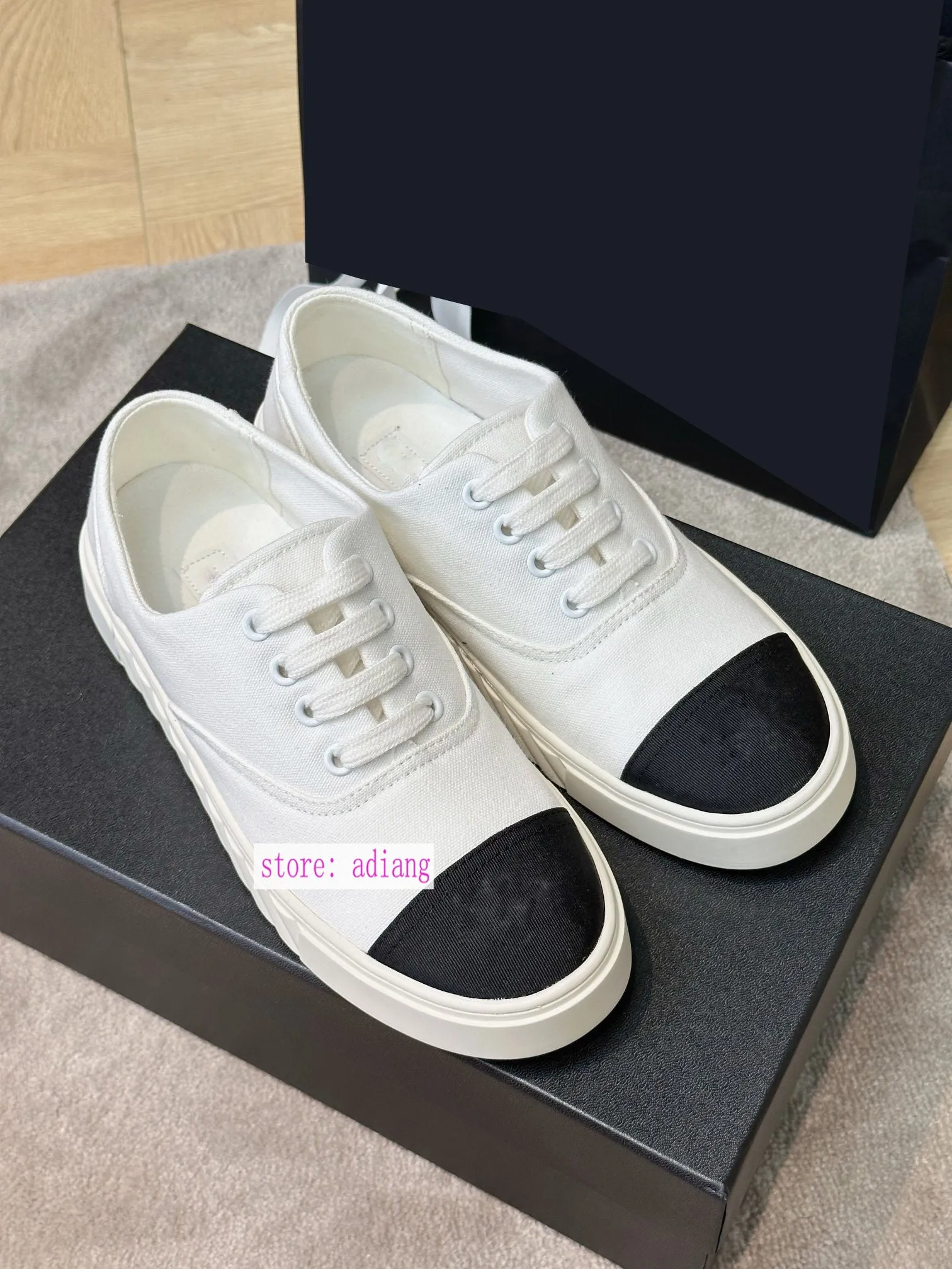 35-41 canvas flats lace up casual shoes comfort women 2023 black white high quality