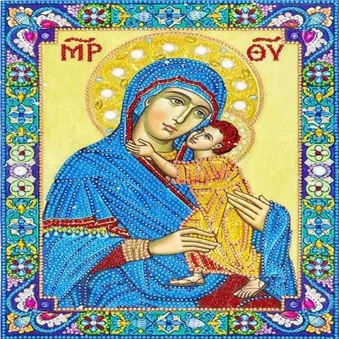 5D Diamond Paiting DIY Jesus Cross Wall Decor Religious Figures Church Utensils Rhinestone Catholic Mary Statue Ortho
