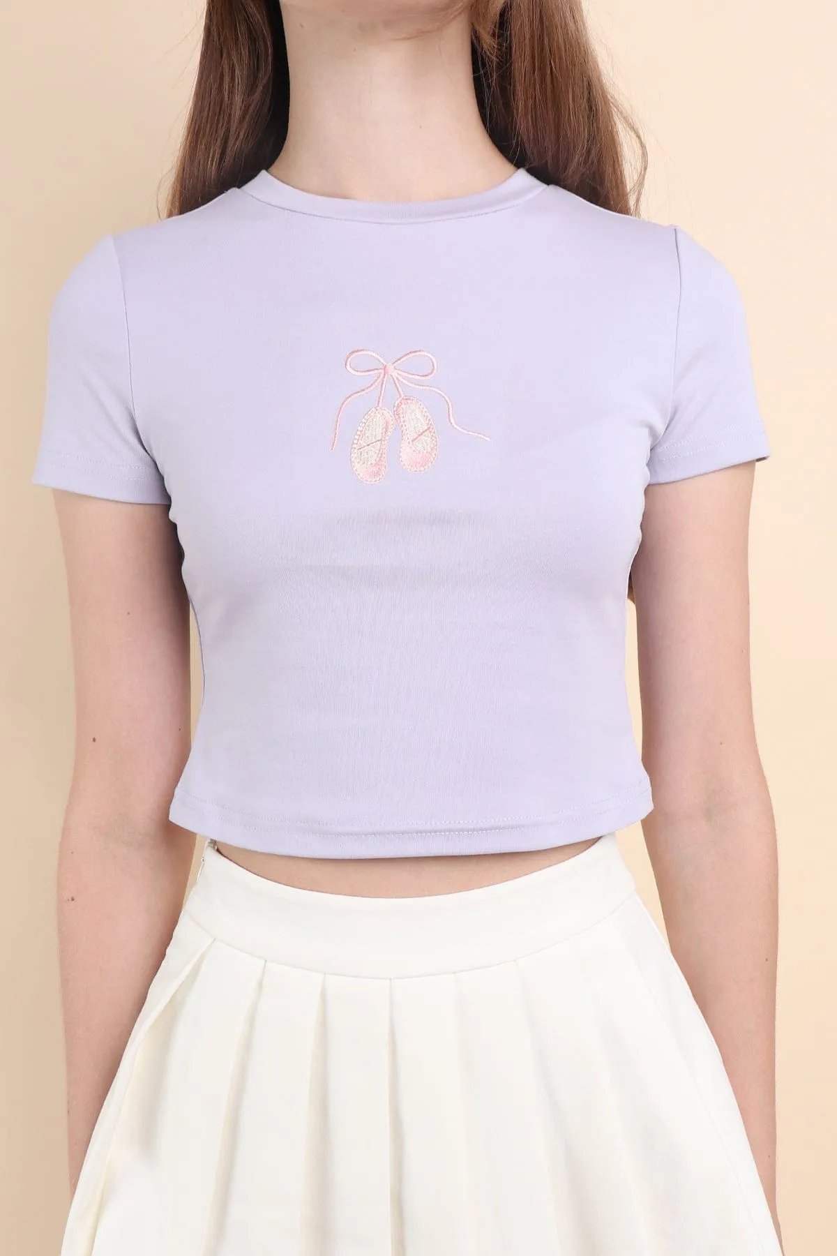 BALLERINA BOW TEE IN LILAC