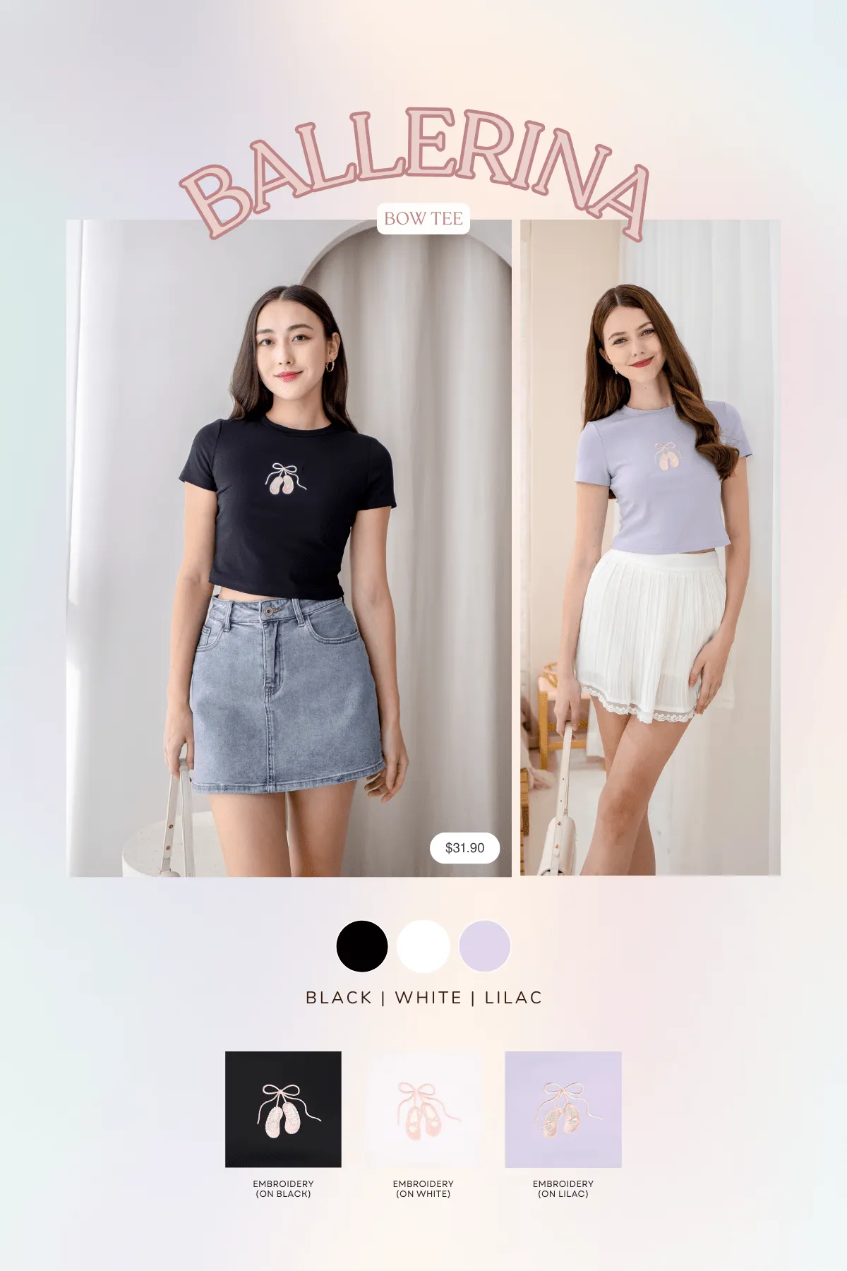BALLERINA BOW TEE IN LILAC