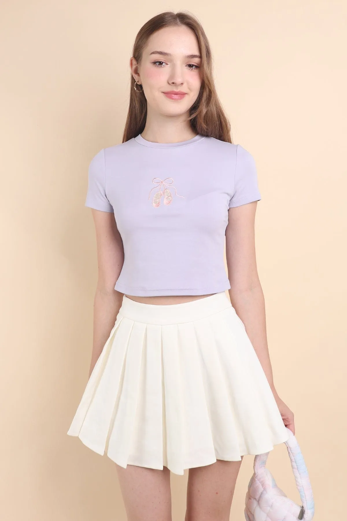 BALLERINA BOW TEE IN LILAC