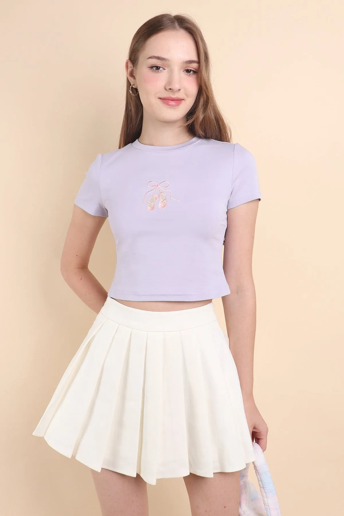 BALLERINA BOW TEE IN LILAC