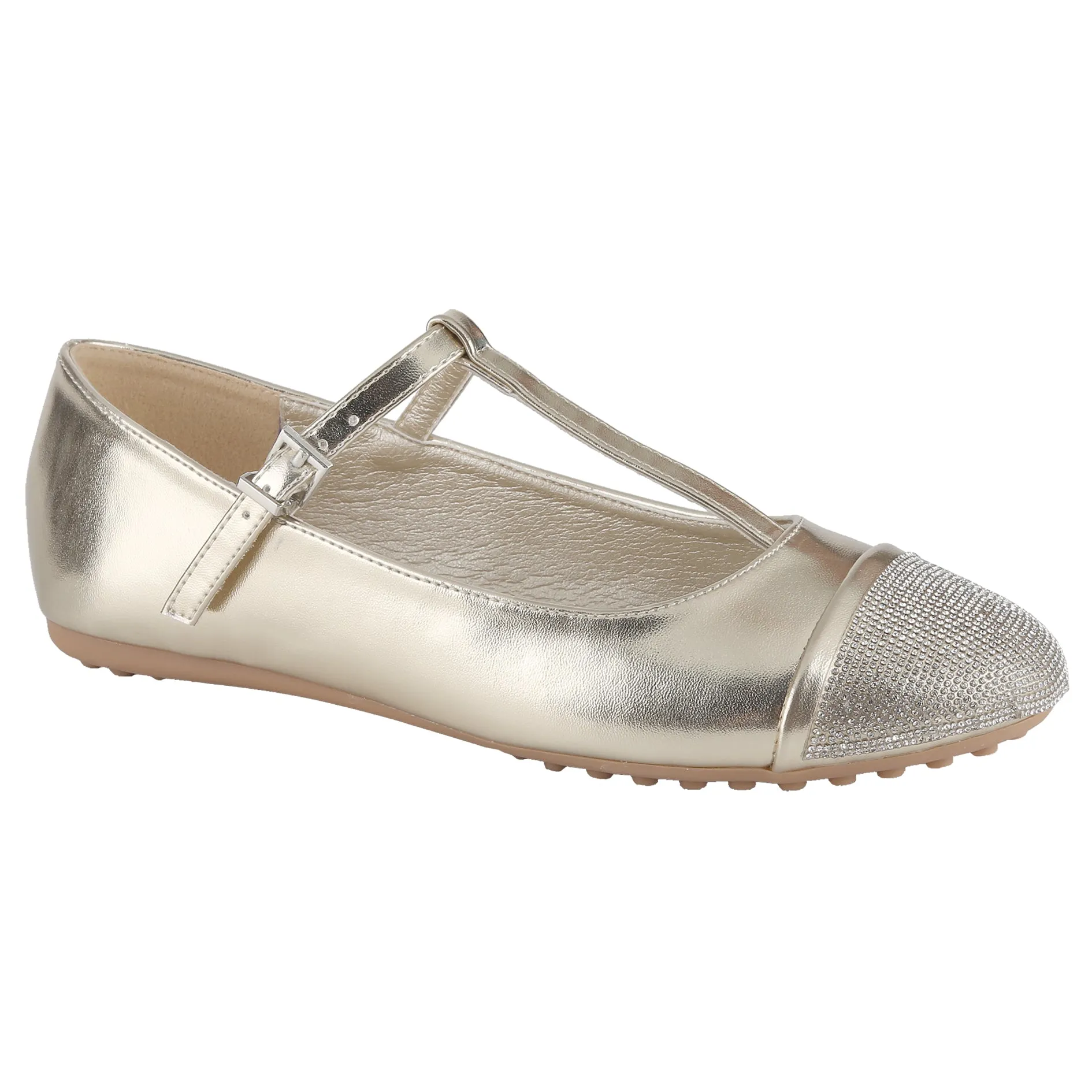 Ballet Flats Round Toe Retro T-bar Buckle strap Women Shoes