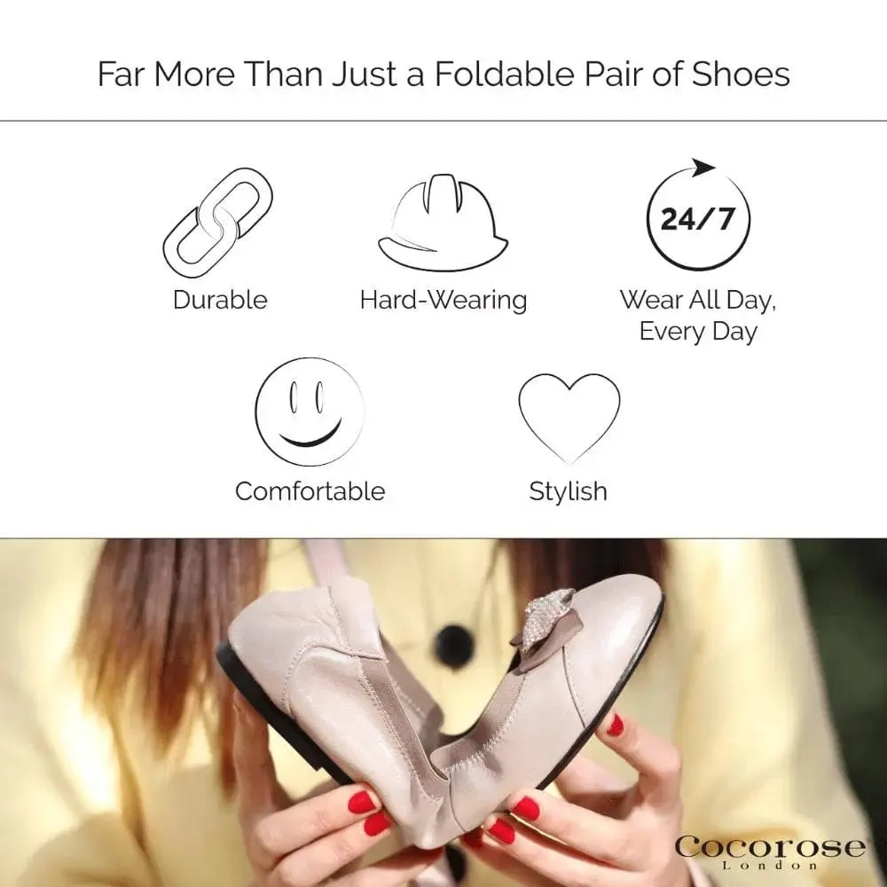 Barbican - Desert Gold Fold Up Ballet Flats (EU37 only)