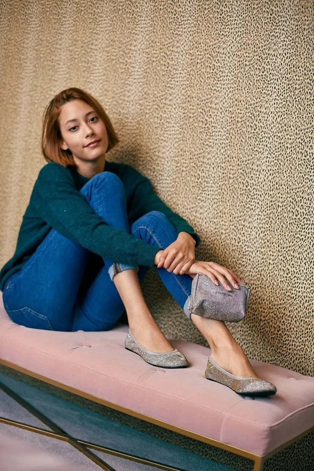 Barbican - Desert Gold Fold Up Ballet Flats (EU37 only)