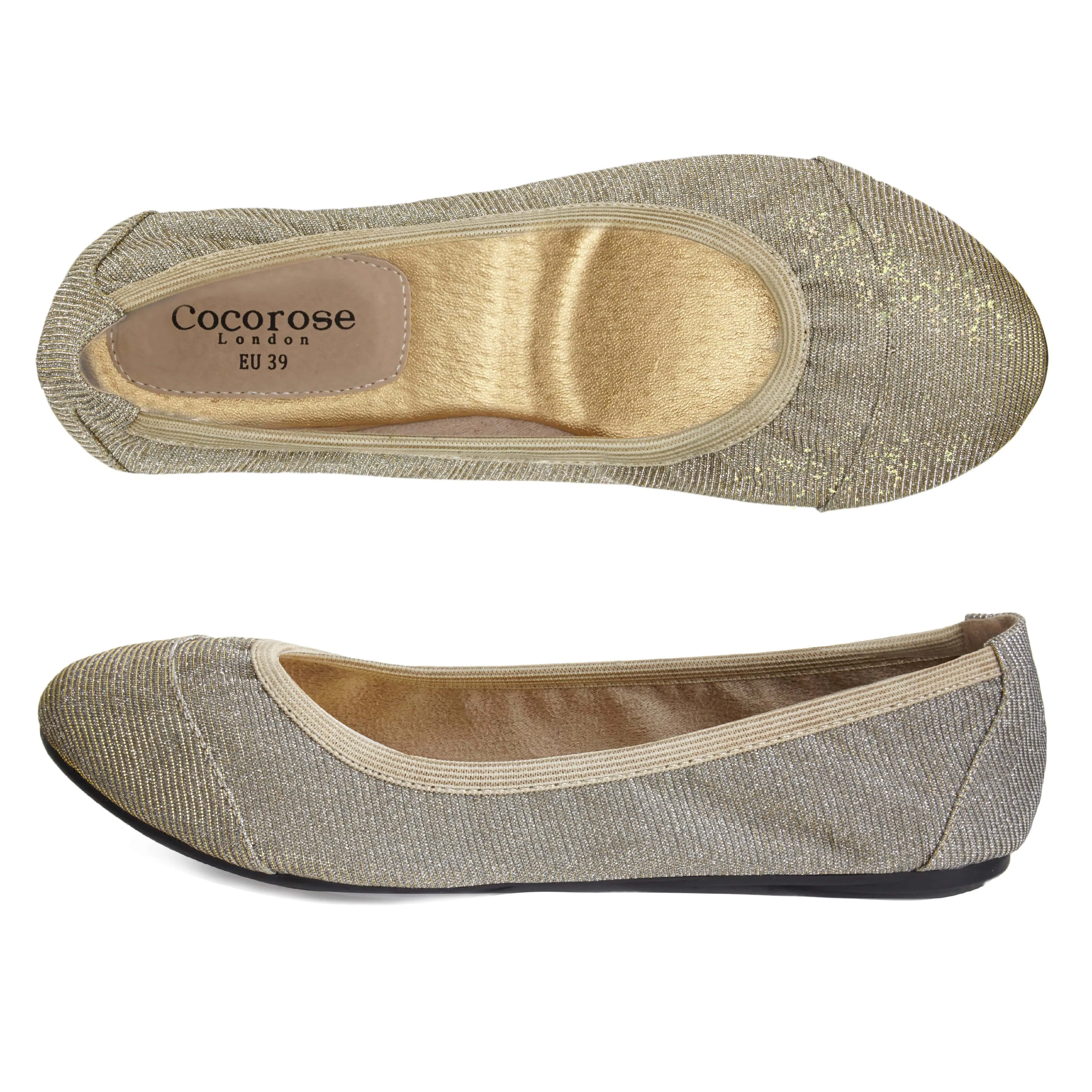 Barbican - Desert Gold Fold Up Ballet Flats (EU37 only)