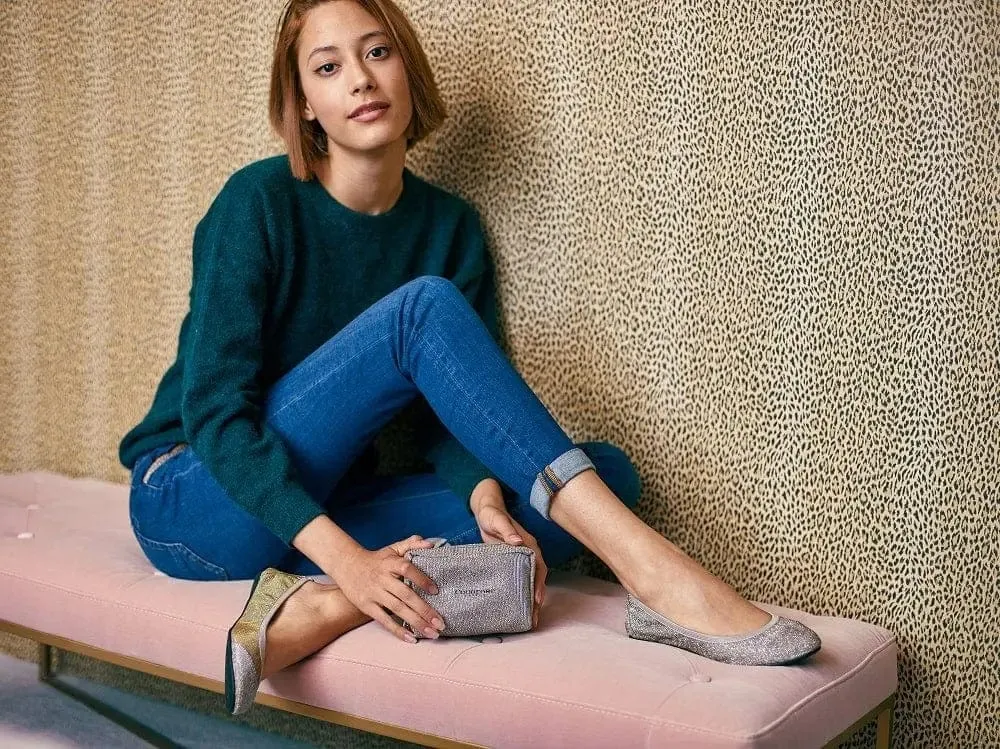 Barbican - Desert Gold Fold Up Ballet Flats (EU37 only)