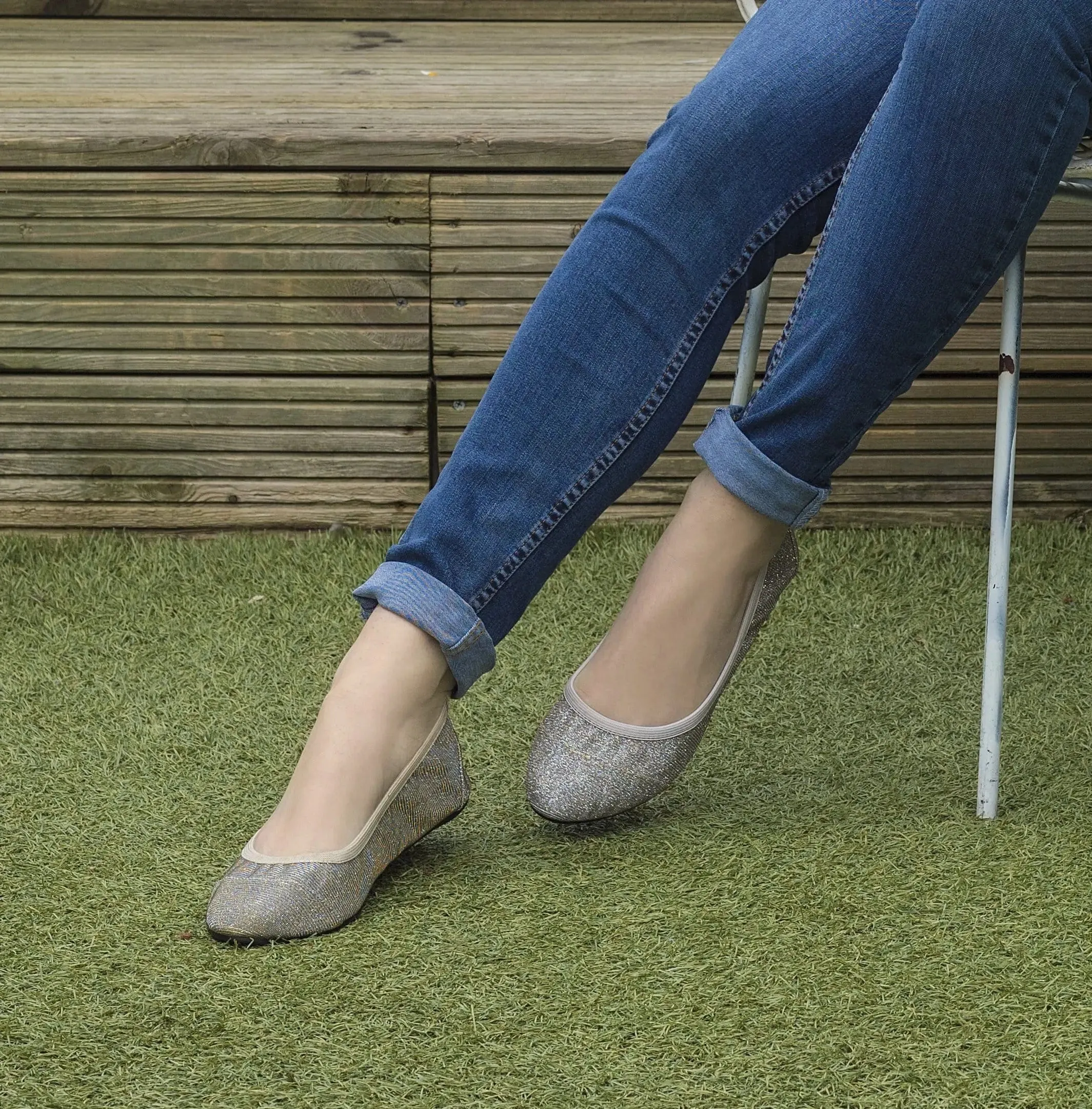 Barbican - Desert Gold Fold Up Ballet Flats (EU37 only)