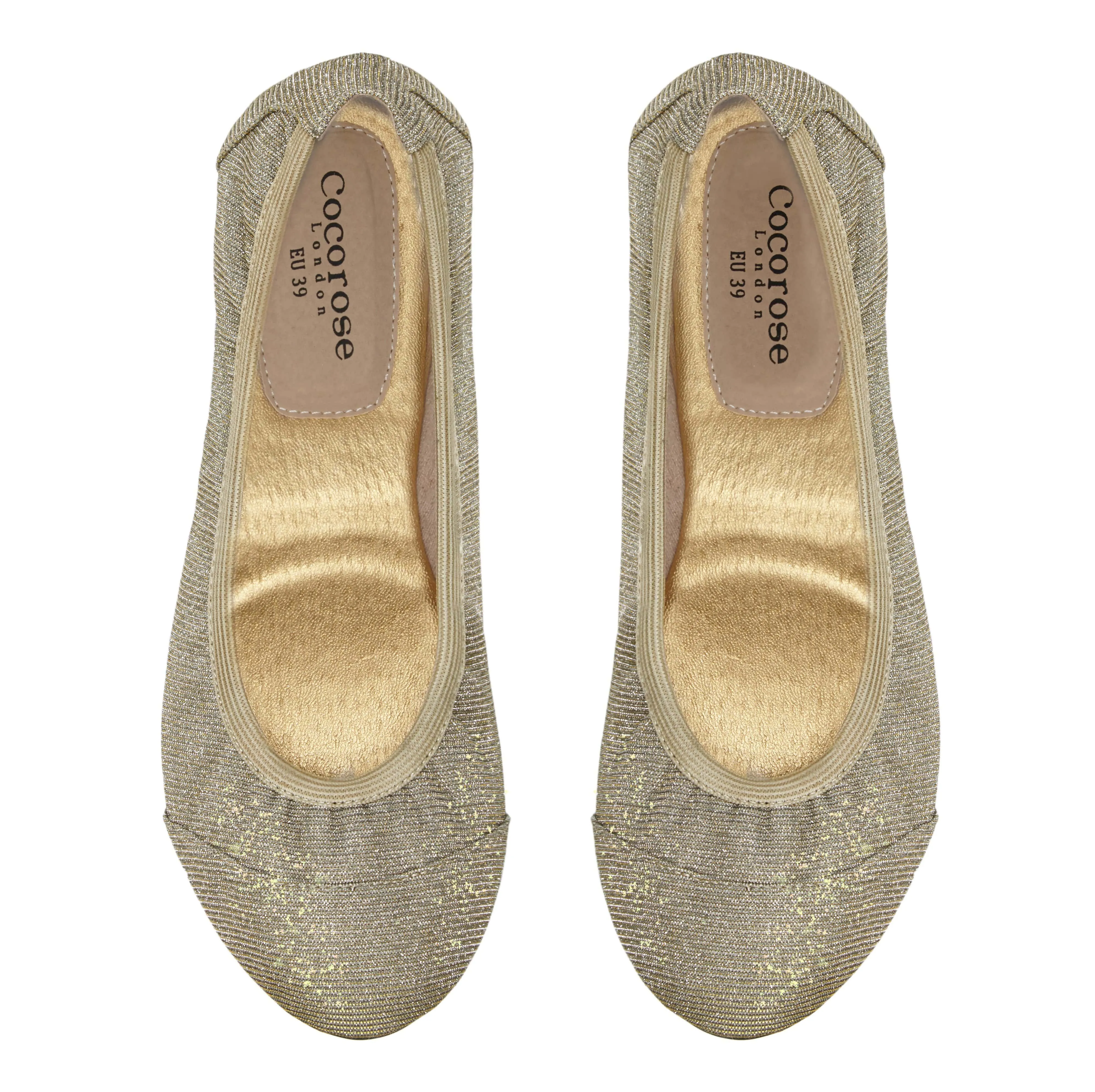 Barbican - Desert Gold Fold Up Ballet Flats (EU37 only)