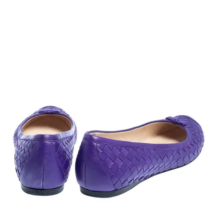 Bottega Veneta Purple Leather Ballet Flats