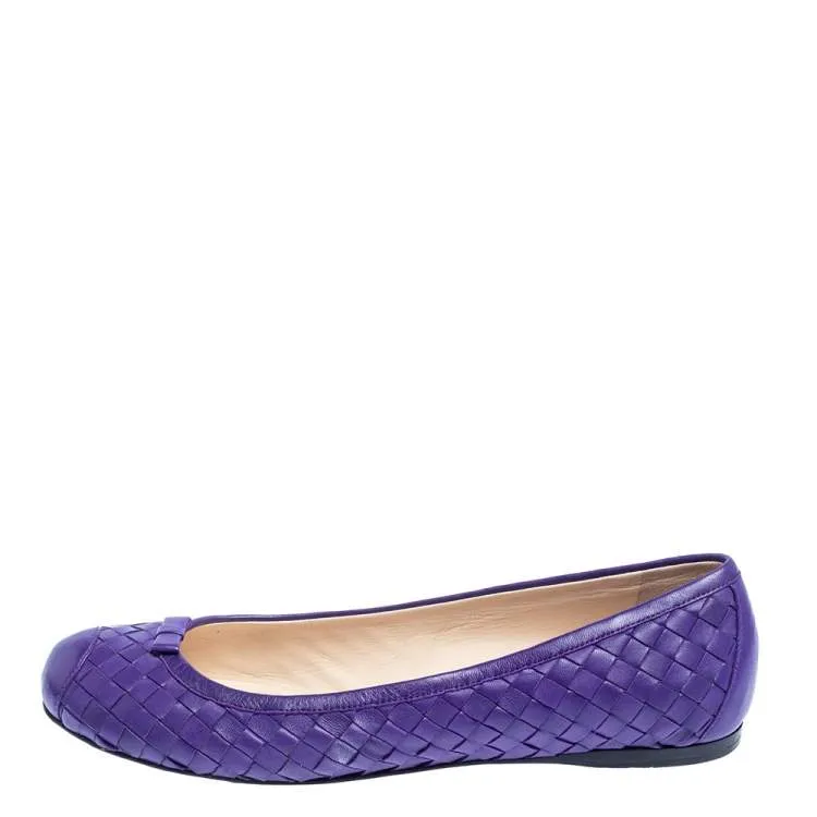 Bottega Veneta Purple Leather Ballet Flats
