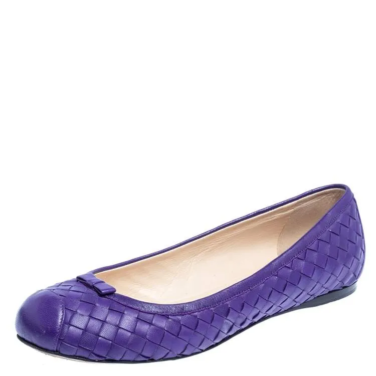 Bottega Veneta Purple Leather Ballet Flats