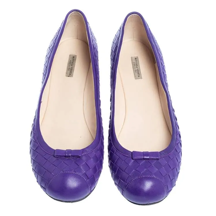 Bottega Veneta Purple Leather Ballet Flats