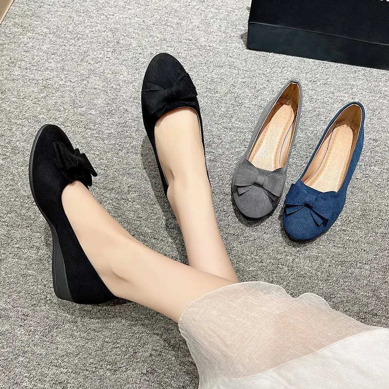 Bow Point Toe Low Heel Slip-Ons