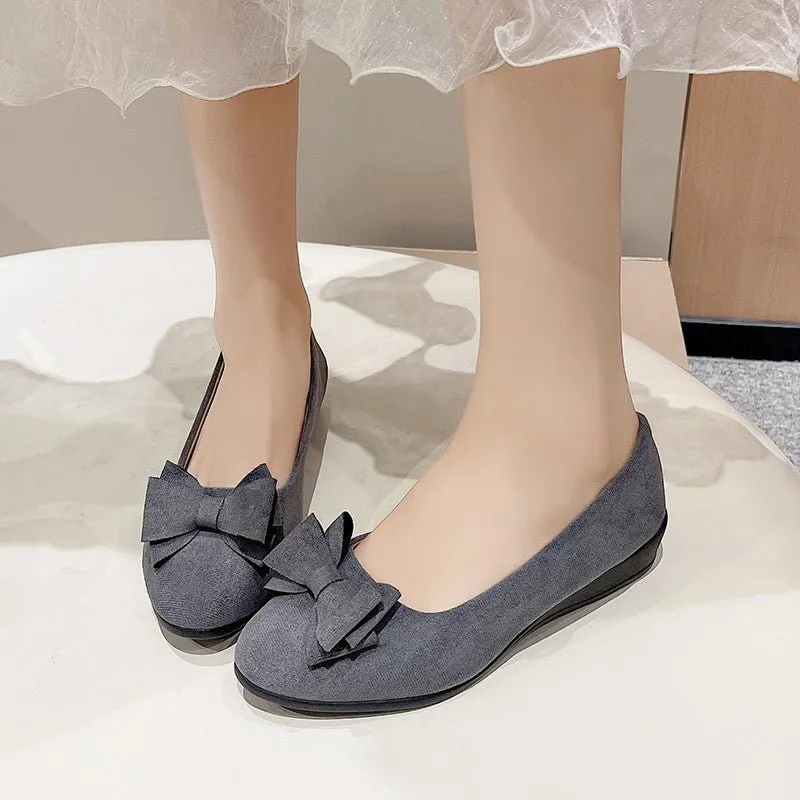 Bow Point Toe Low Heel Slip-Ons