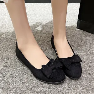 Bow Point Toe Low Heel Slip-Ons