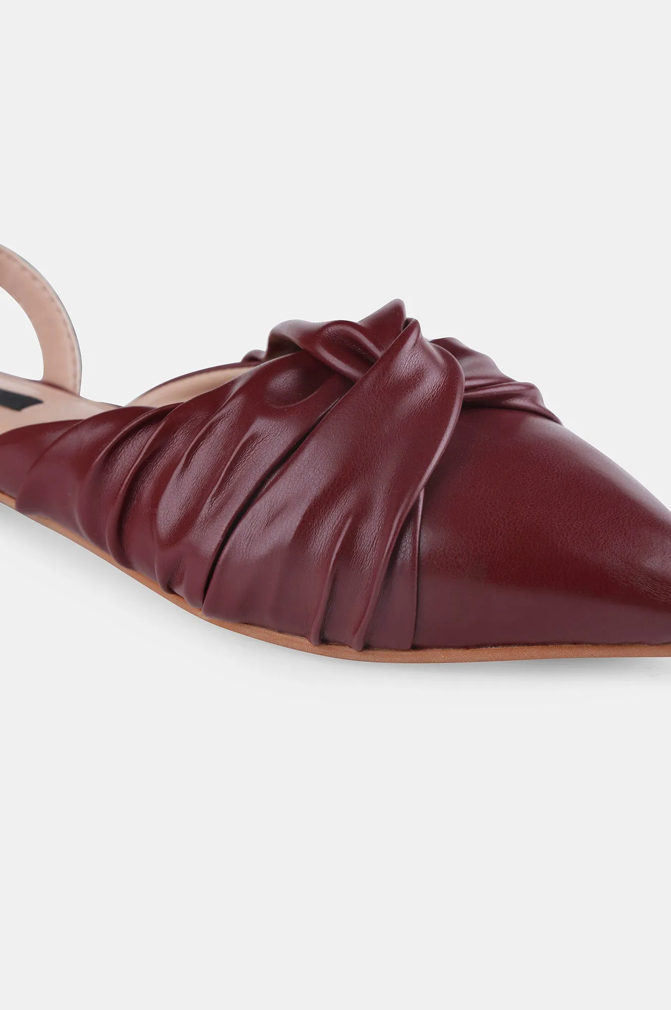 Burgundy Pointed Toe Solid Flat - ZCandice