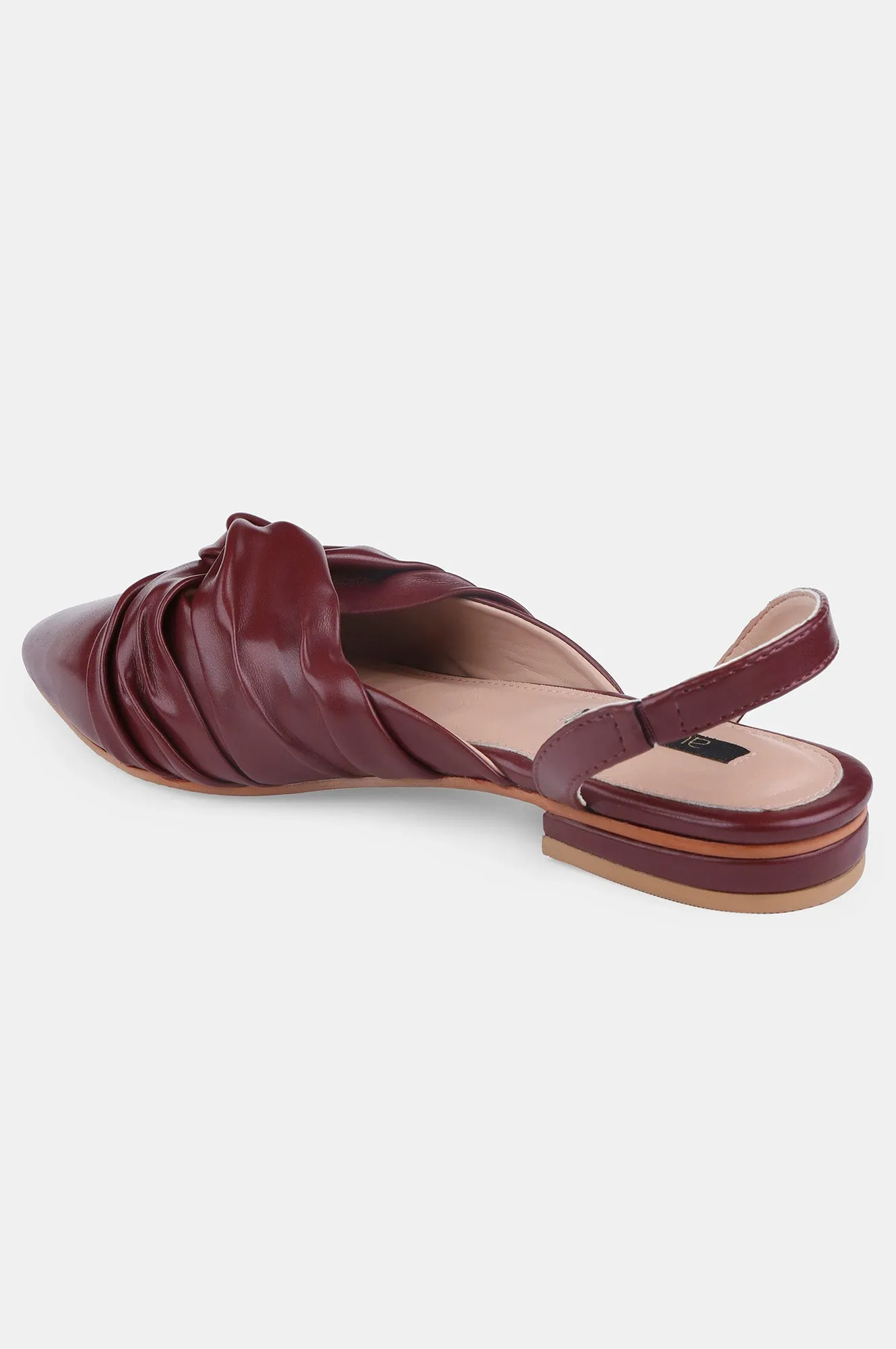 Burgundy Pointed Toe Solid Flat - ZCandice