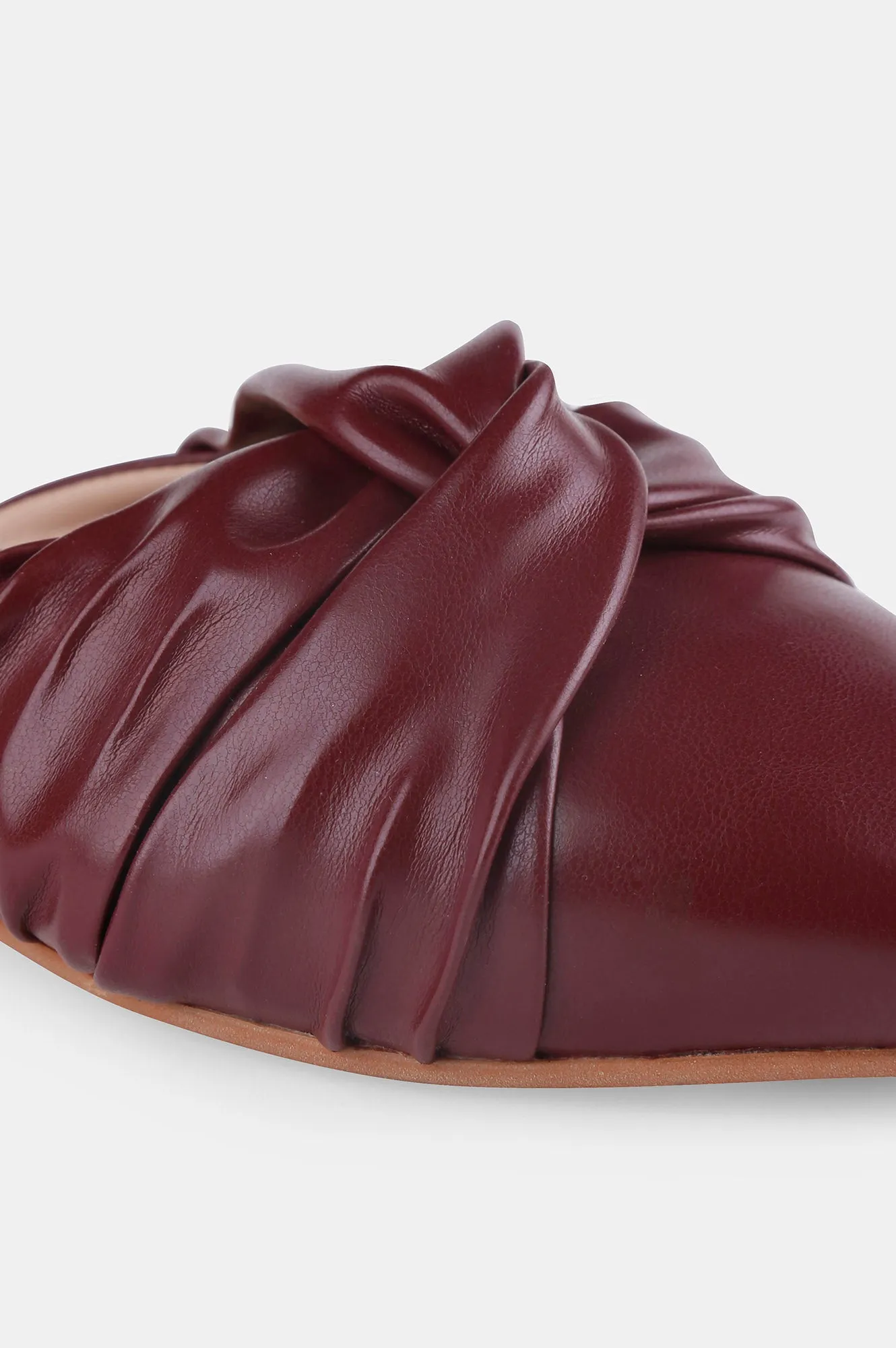 Burgundy Pointed Toe Solid Flat - ZCandice