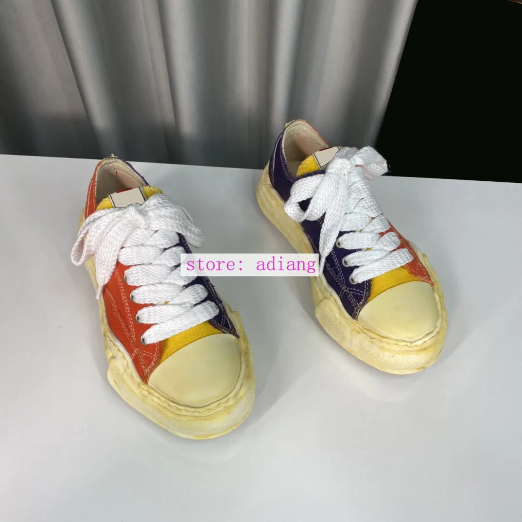 canvas patchwork casual shoes lace up flats fashion women 35-40 men39-45 2023 new
