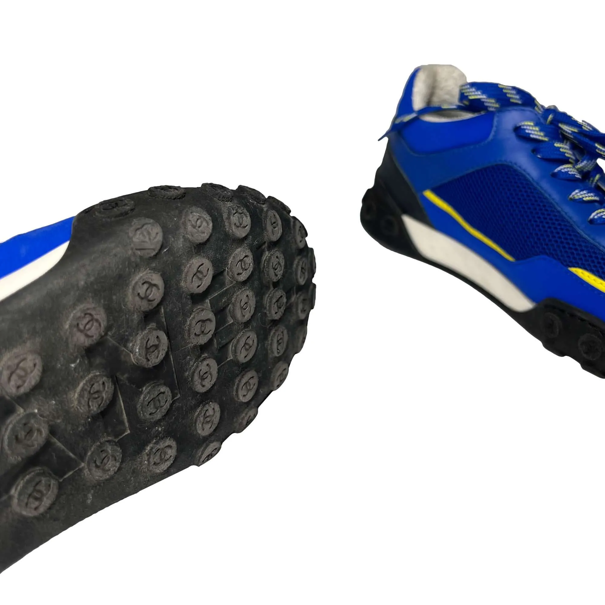 Chanel blue CC logo tennis sneakers