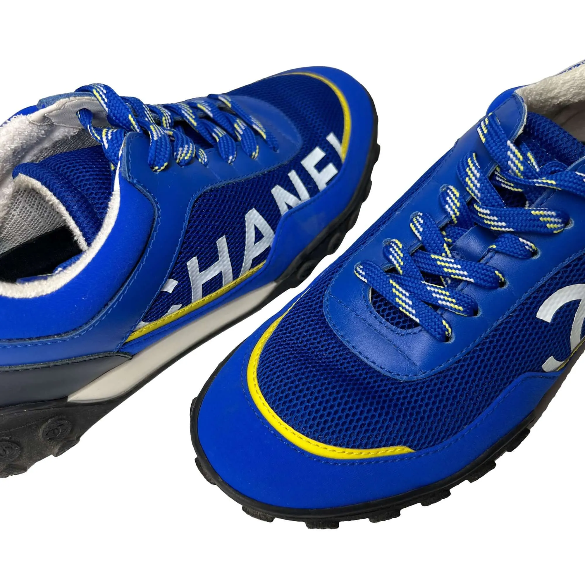 Chanel blue CC logo tennis sneakers