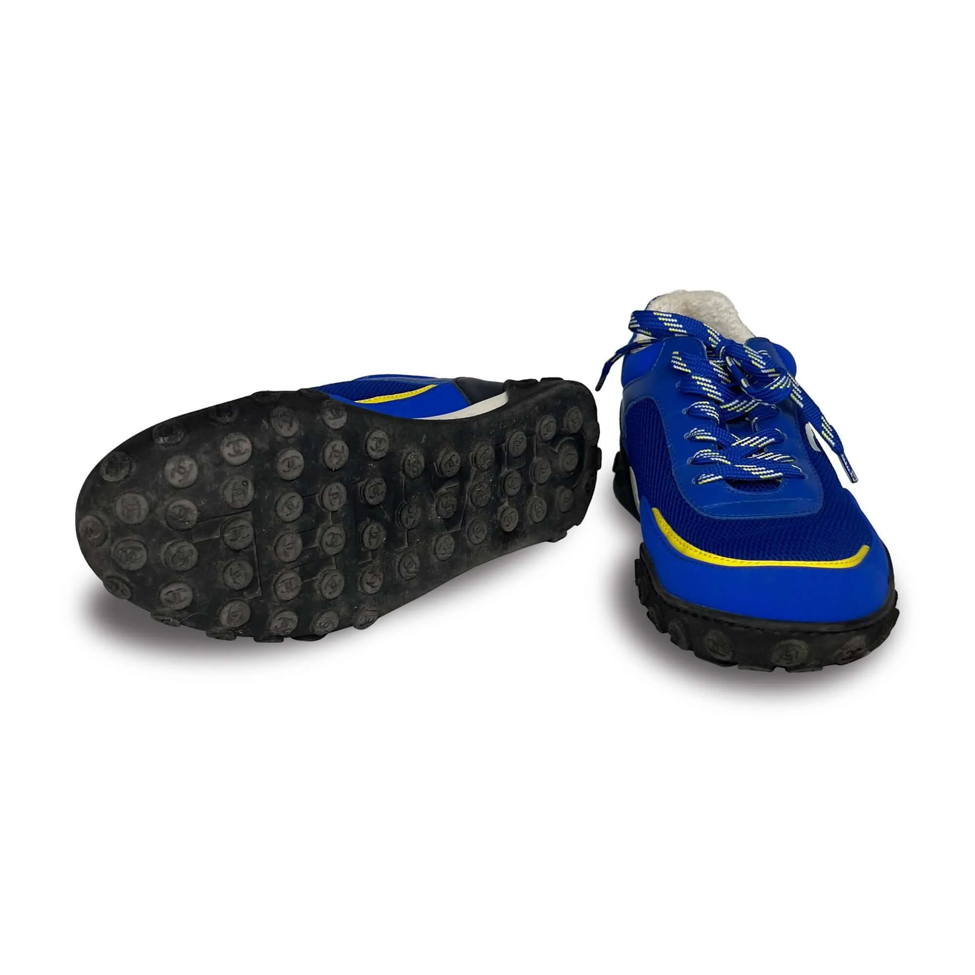Chanel blue CC logo tennis sneakers