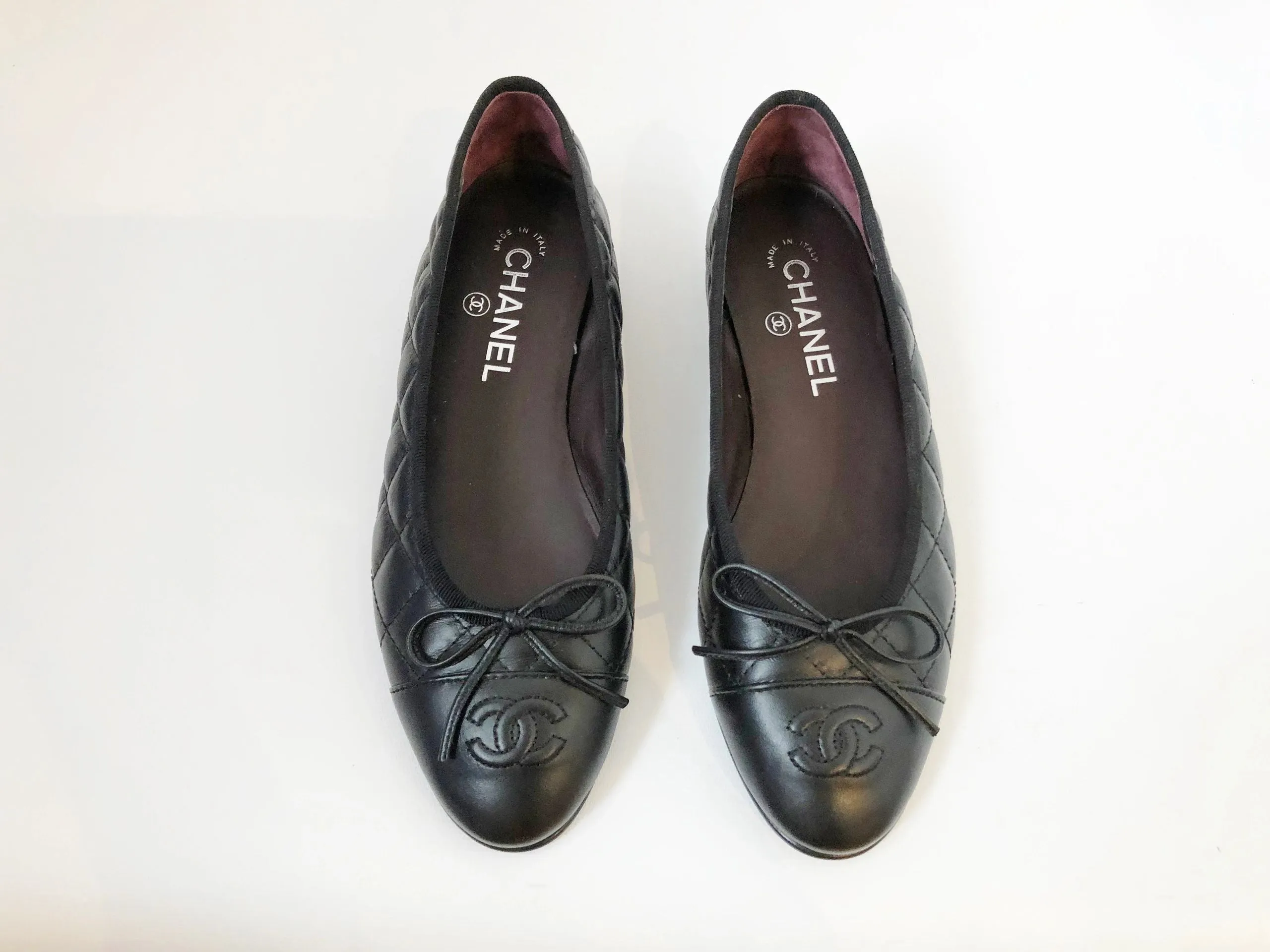 Chanel Quilted Ballet Flats Size 37.5 It (7.5 Us)