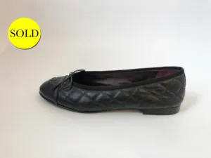 Chanel Quilted Ballet Flats Size 37.5 It (7.5 Us)