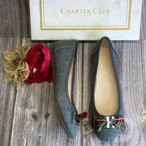 CHARTER CLUB Pimmas Grey Ballet Flats 7M