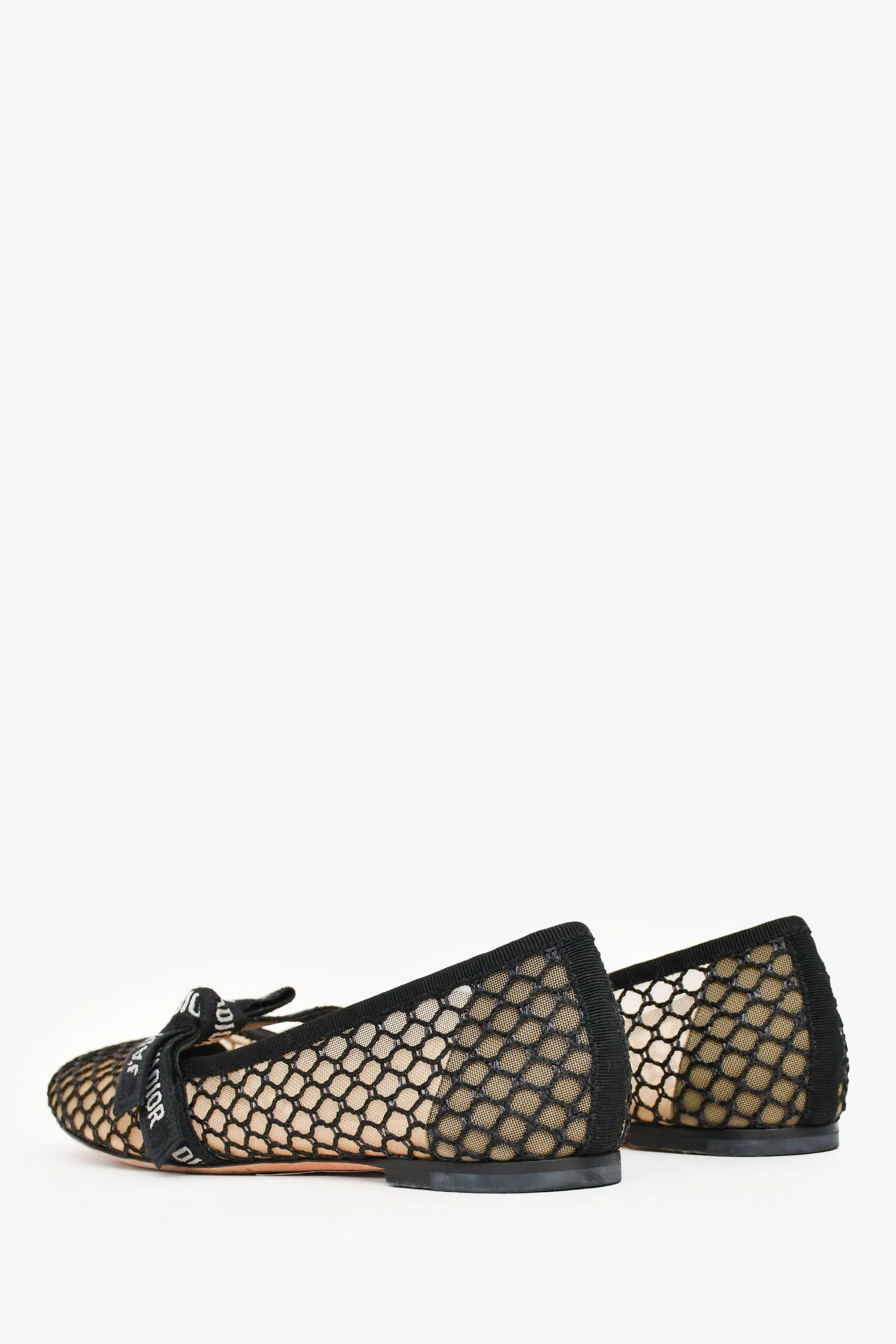Christian Dior Black Mesh J'Adior Ballet Flats Size 37.5