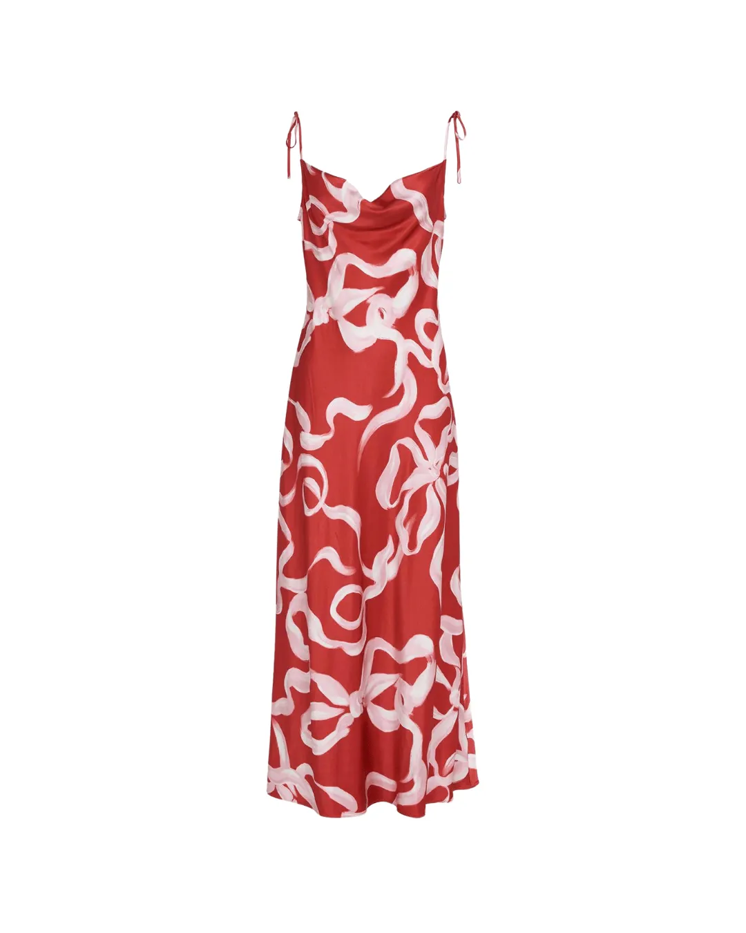 CINDY RED RIBBON PRINT MAXI DRESS