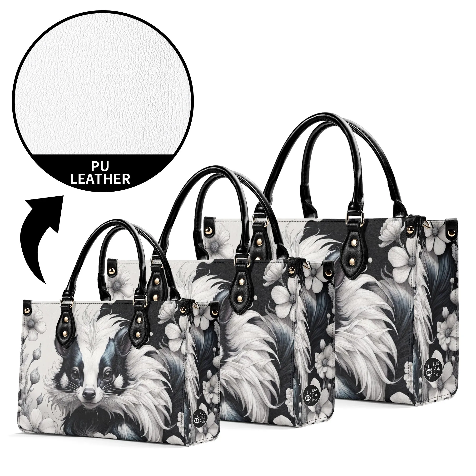Cute Skunk  Purse Luxury Womens Vegan Leather Handbag