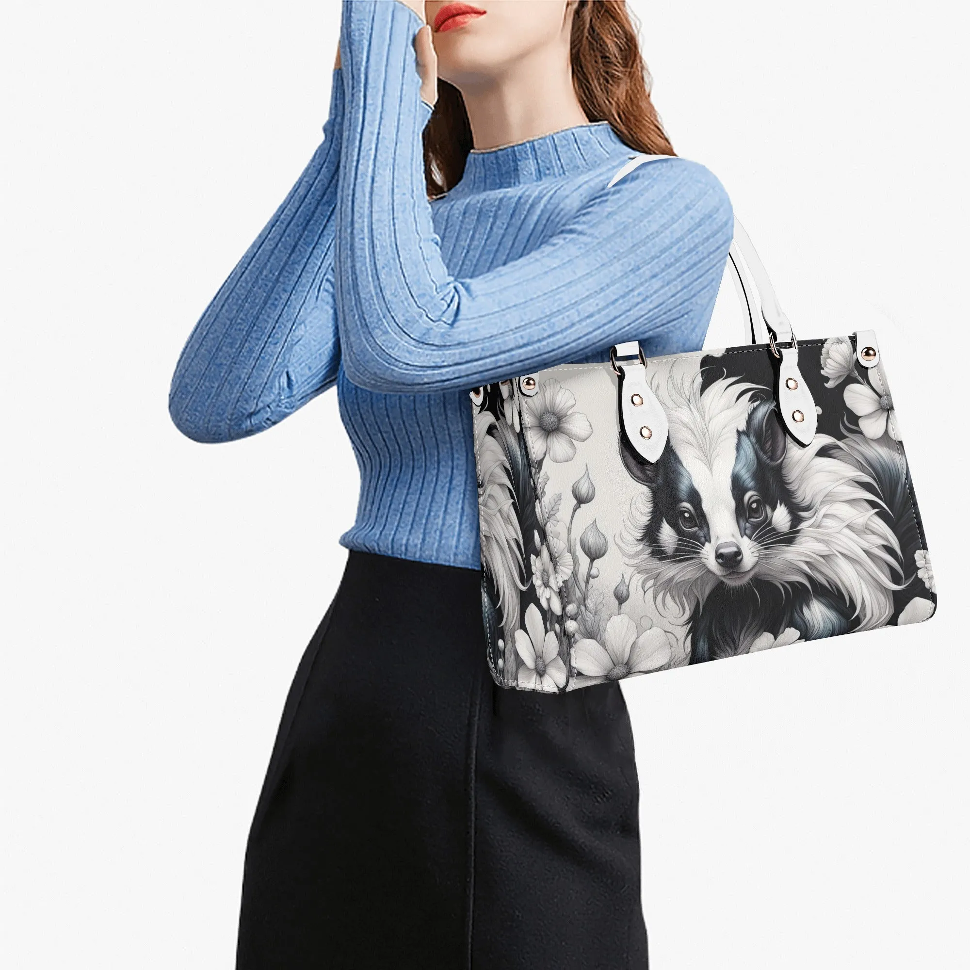 Cute Skunk  Purse Luxury Womens Vegan Leather Handbag