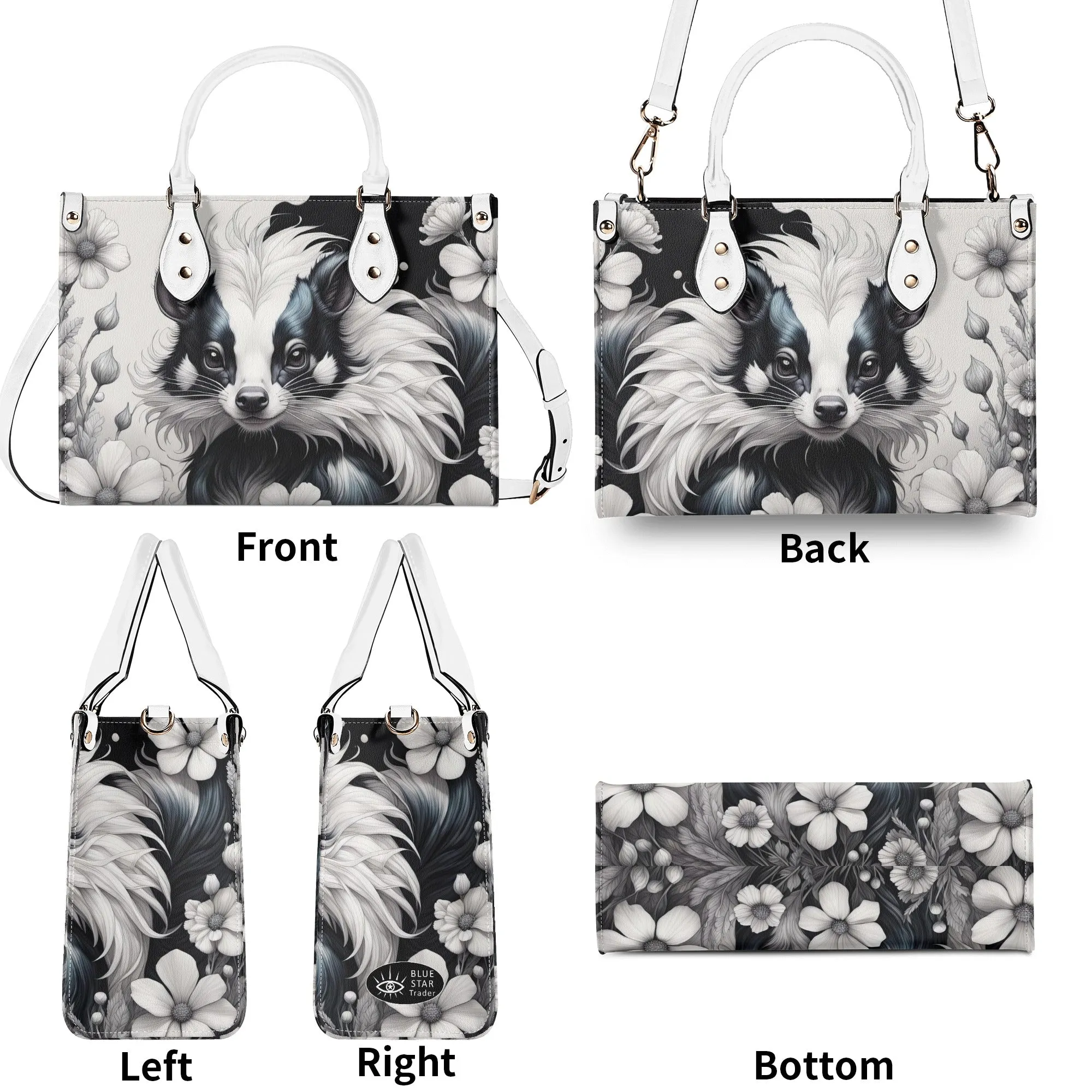 Cute Skunk  Purse Luxury Womens Vegan Leather Handbag