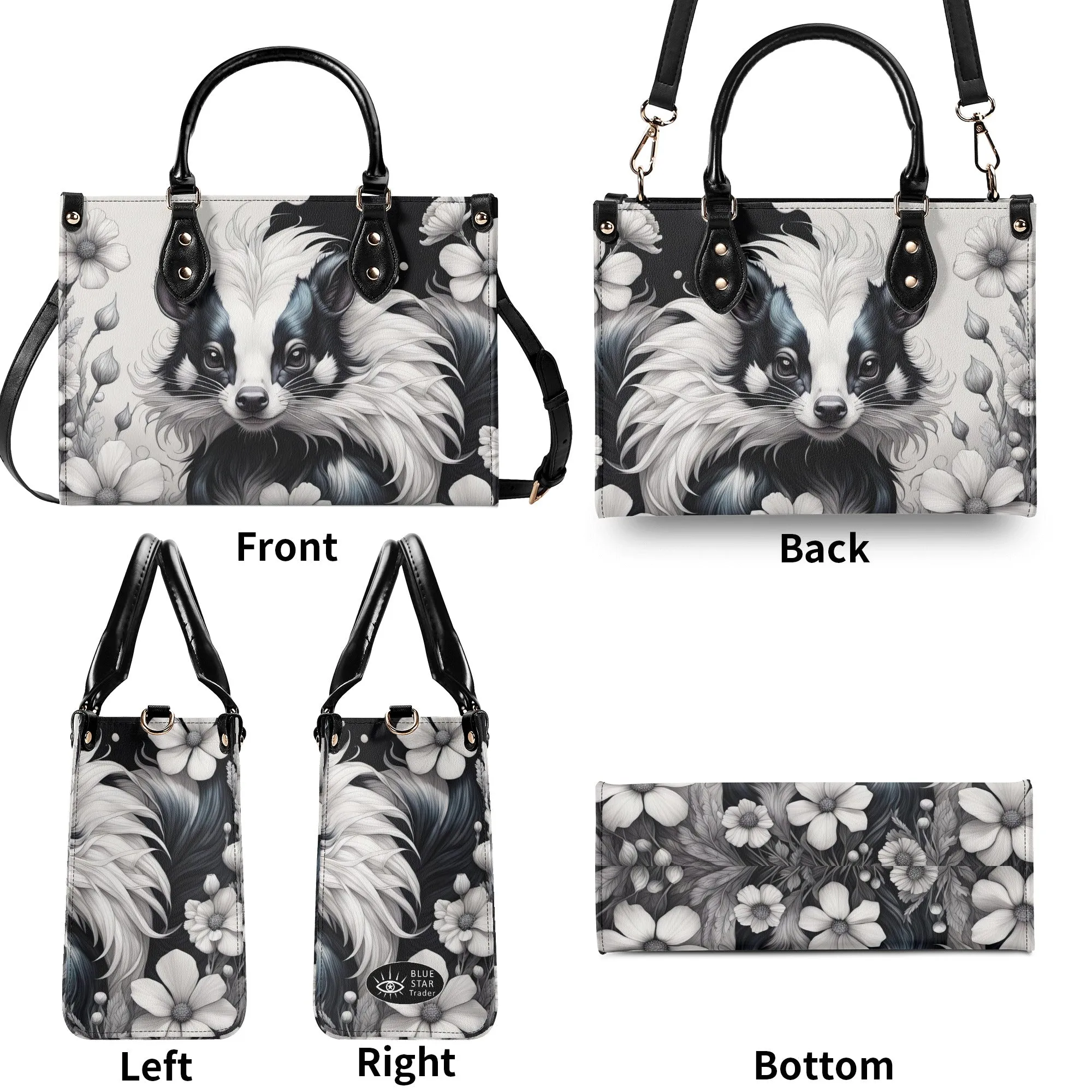 Cute Skunk  Purse Luxury Womens Vegan Leather Handbag