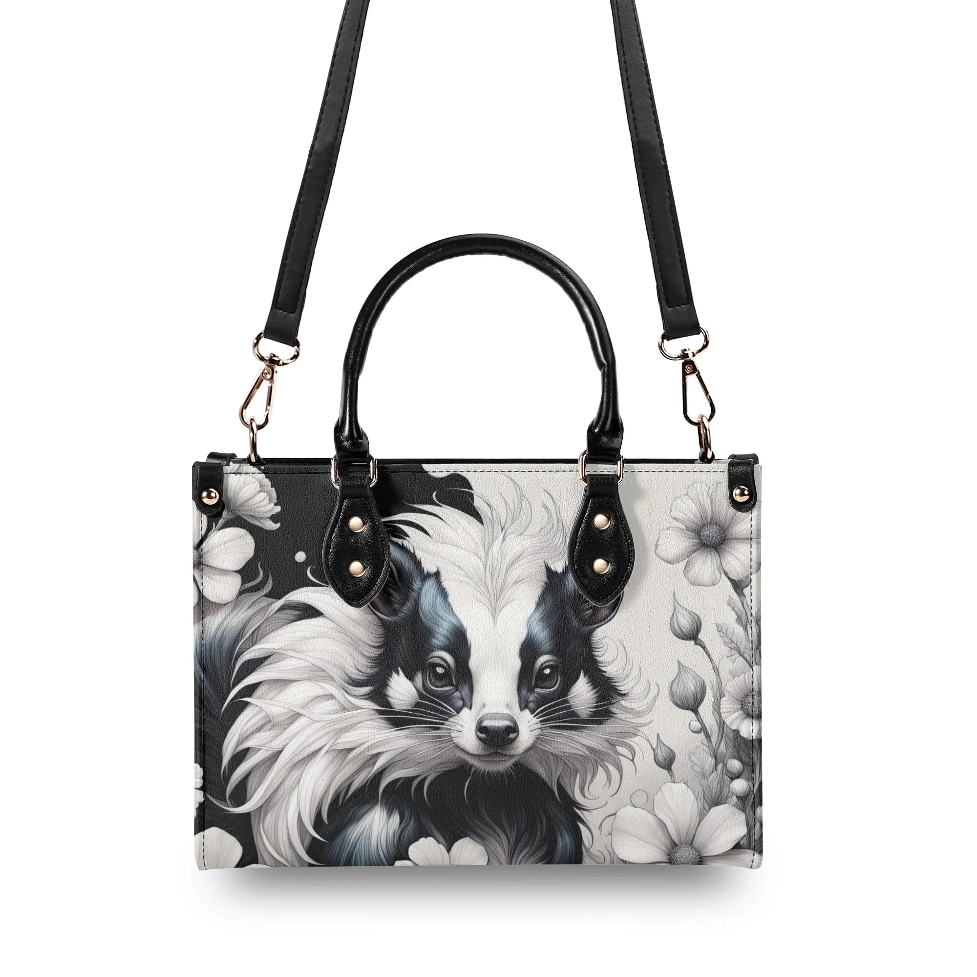 Cute Skunk  Purse Luxury Womens Vegan Leather Handbag