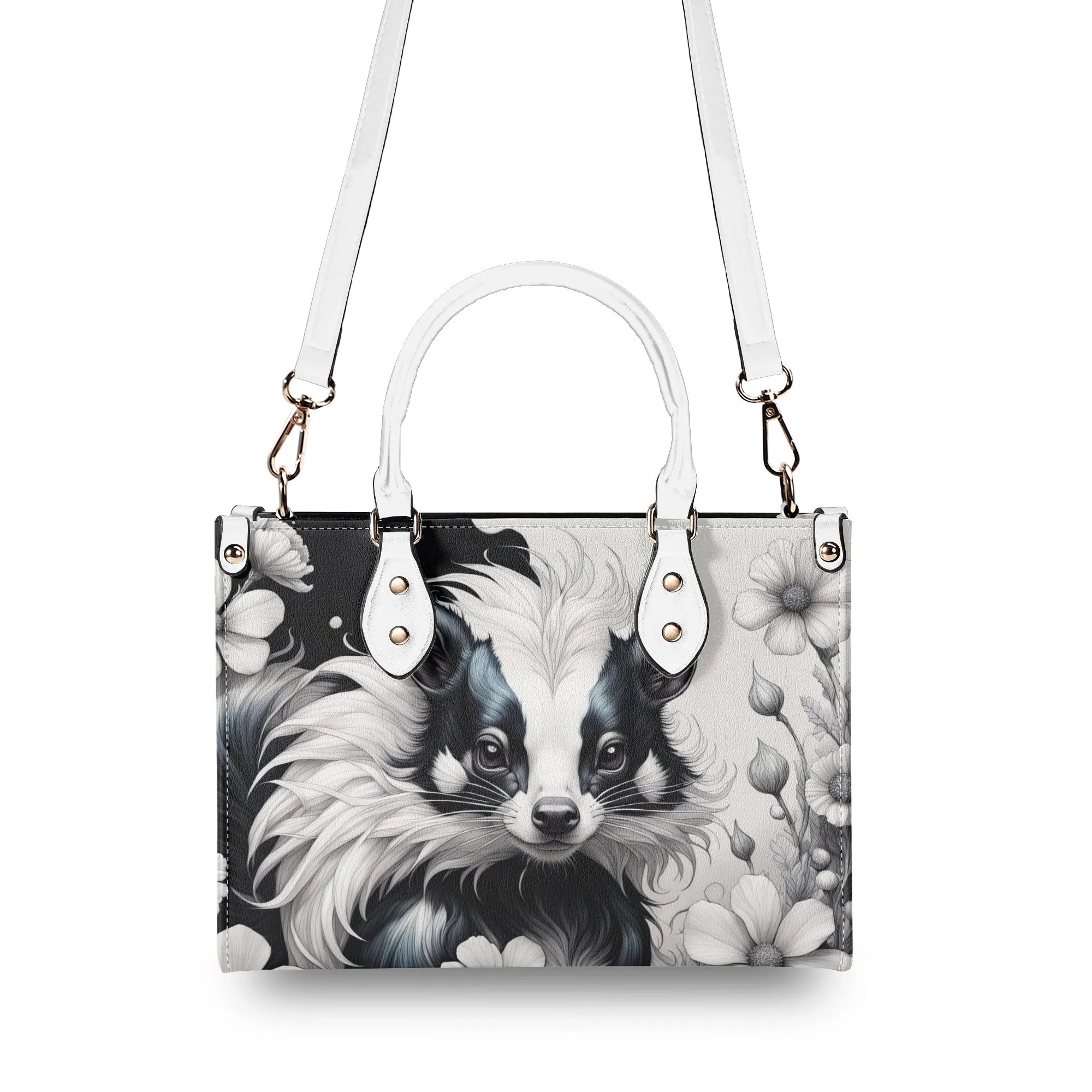 Cute Skunk  Purse Luxury Womens Vegan Leather Handbag