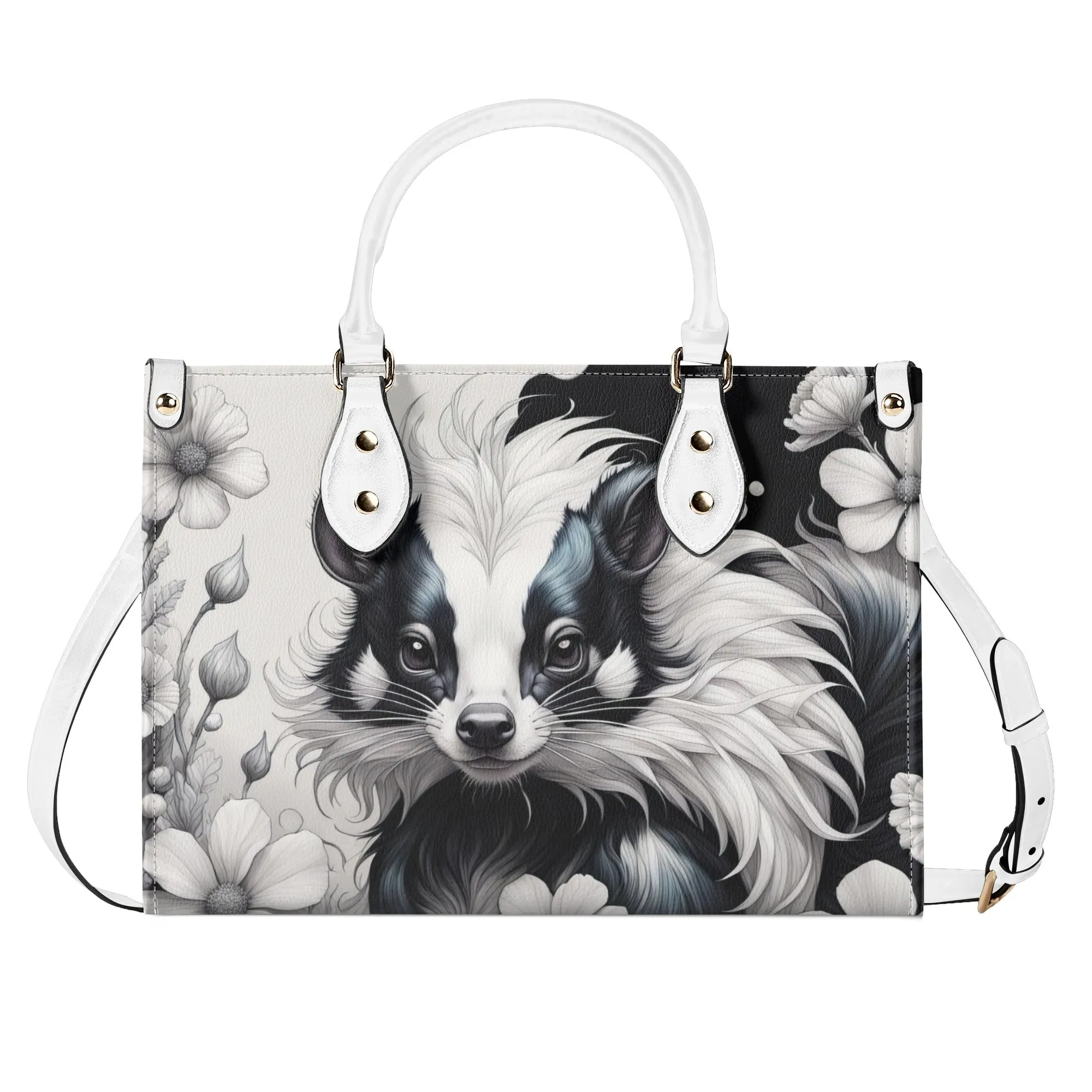 Cute Skunk  Purse Luxury Womens Vegan Leather Handbag