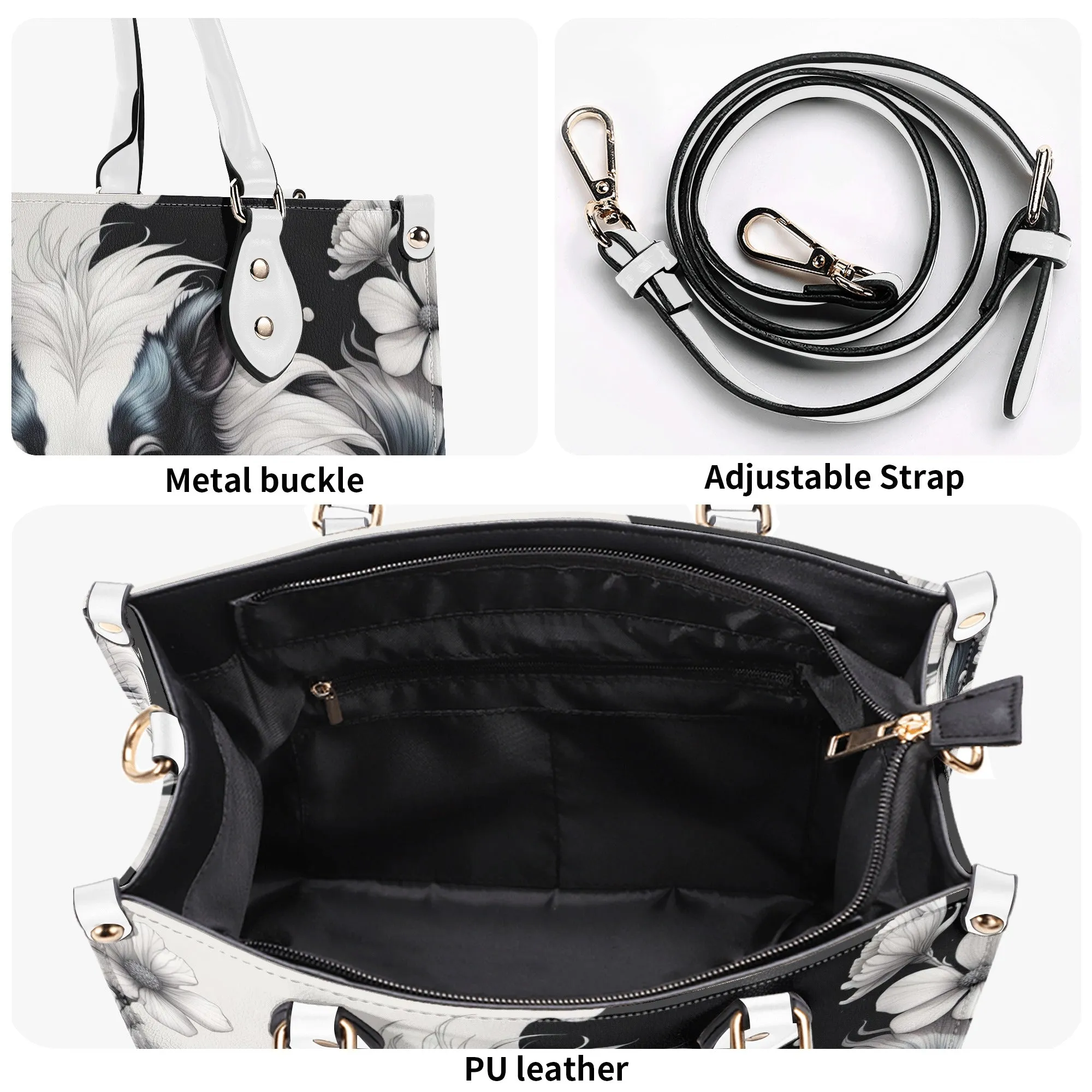 Cute Skunk  Purse Luxury Womens Vegan Leather Handbag