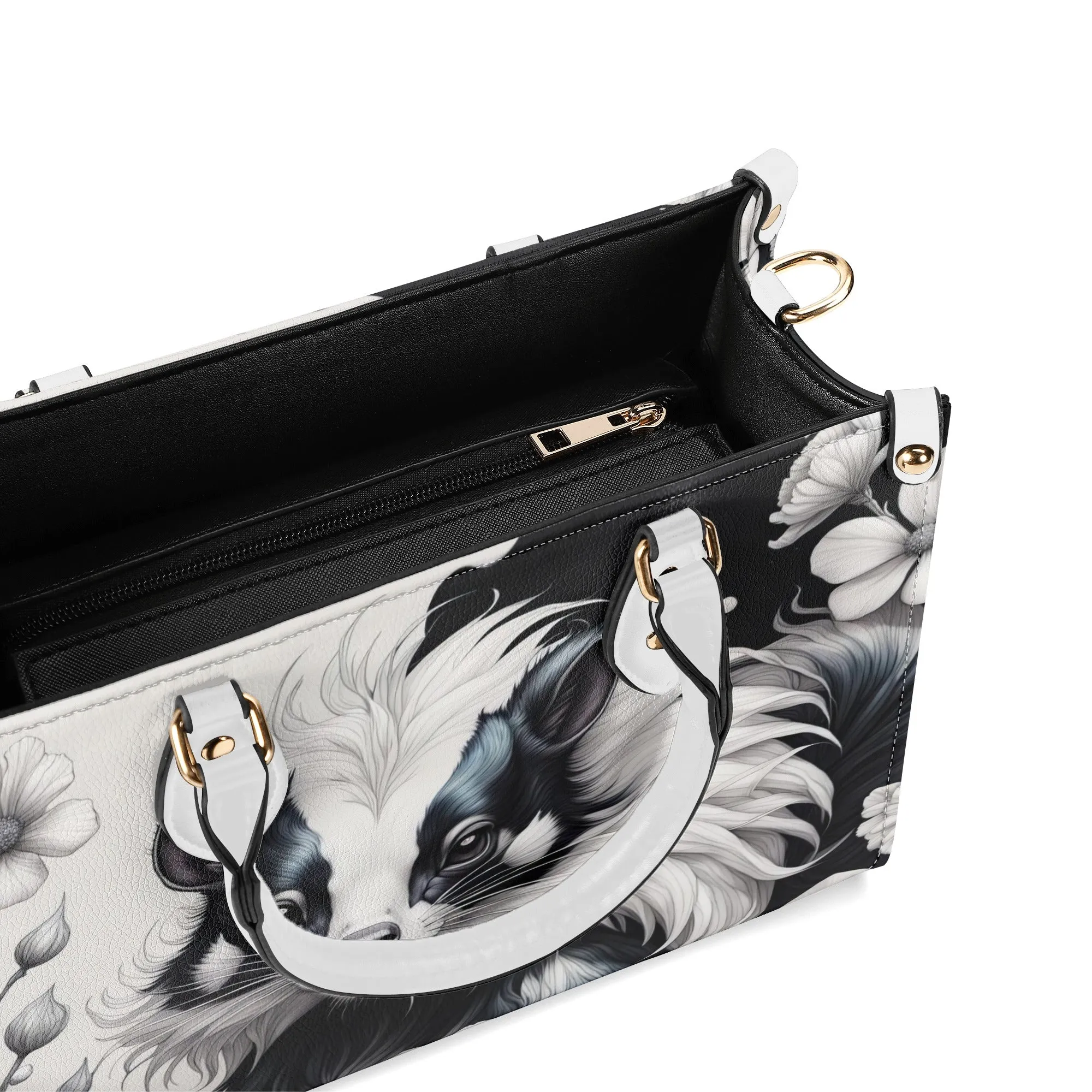 Cute Skunk  Purse Luxury Womens Vegan Leather Handbag