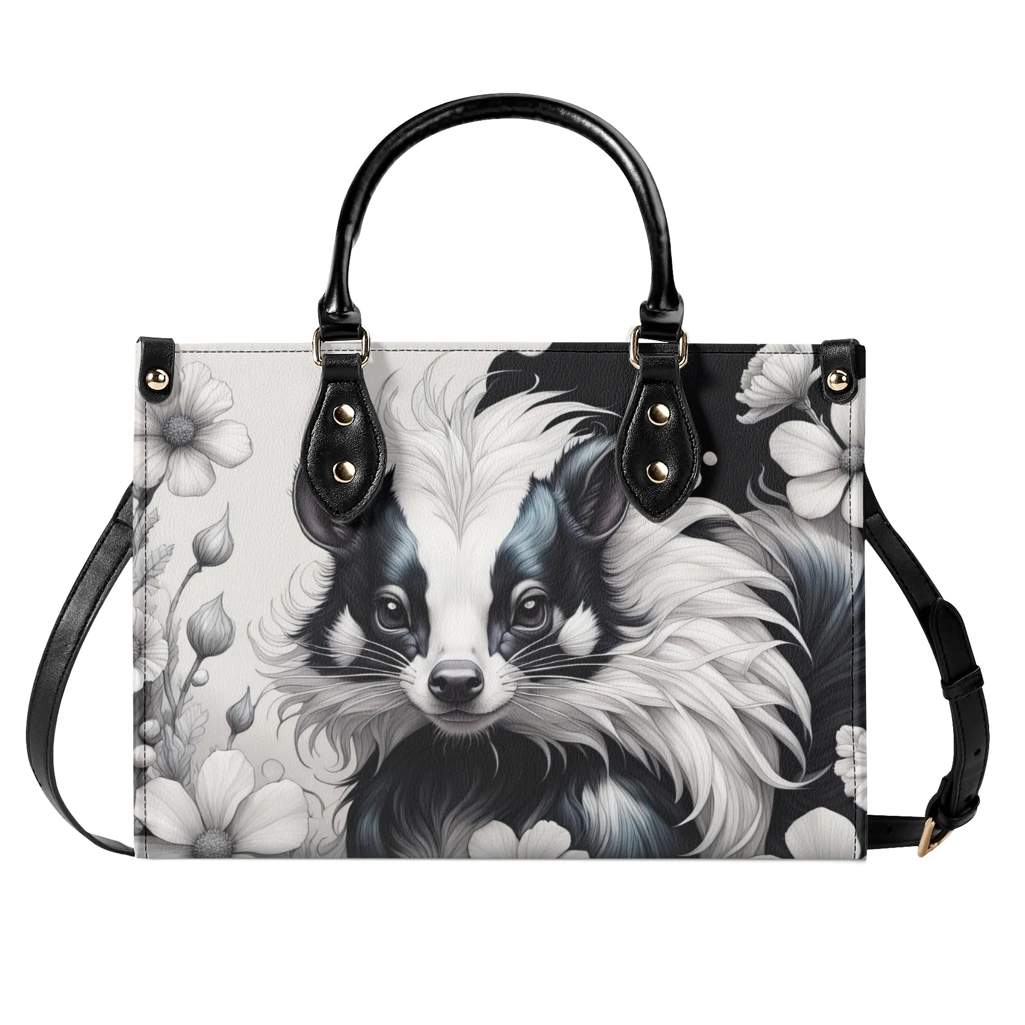 Cute Skunk  Purse Luxury Womens Vegan Leather Handbag