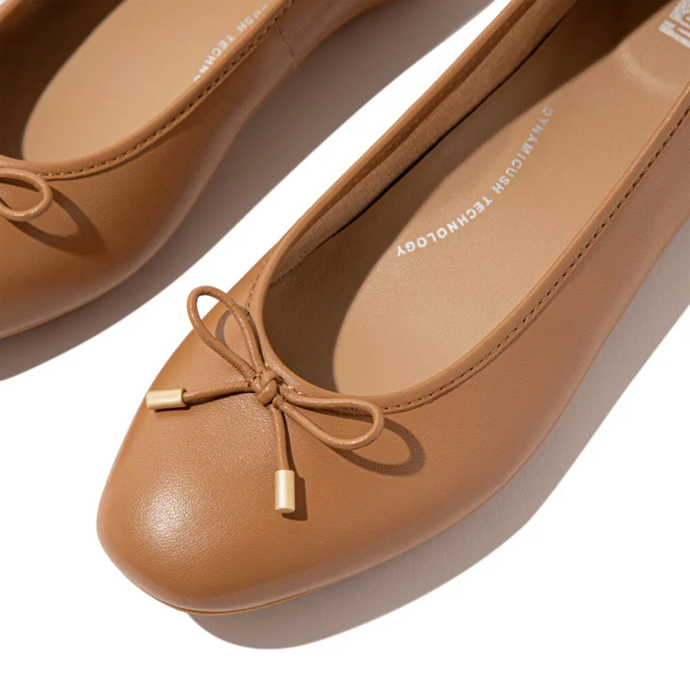 DELICATO BOW SOFT LEATHER BALLET FLATS