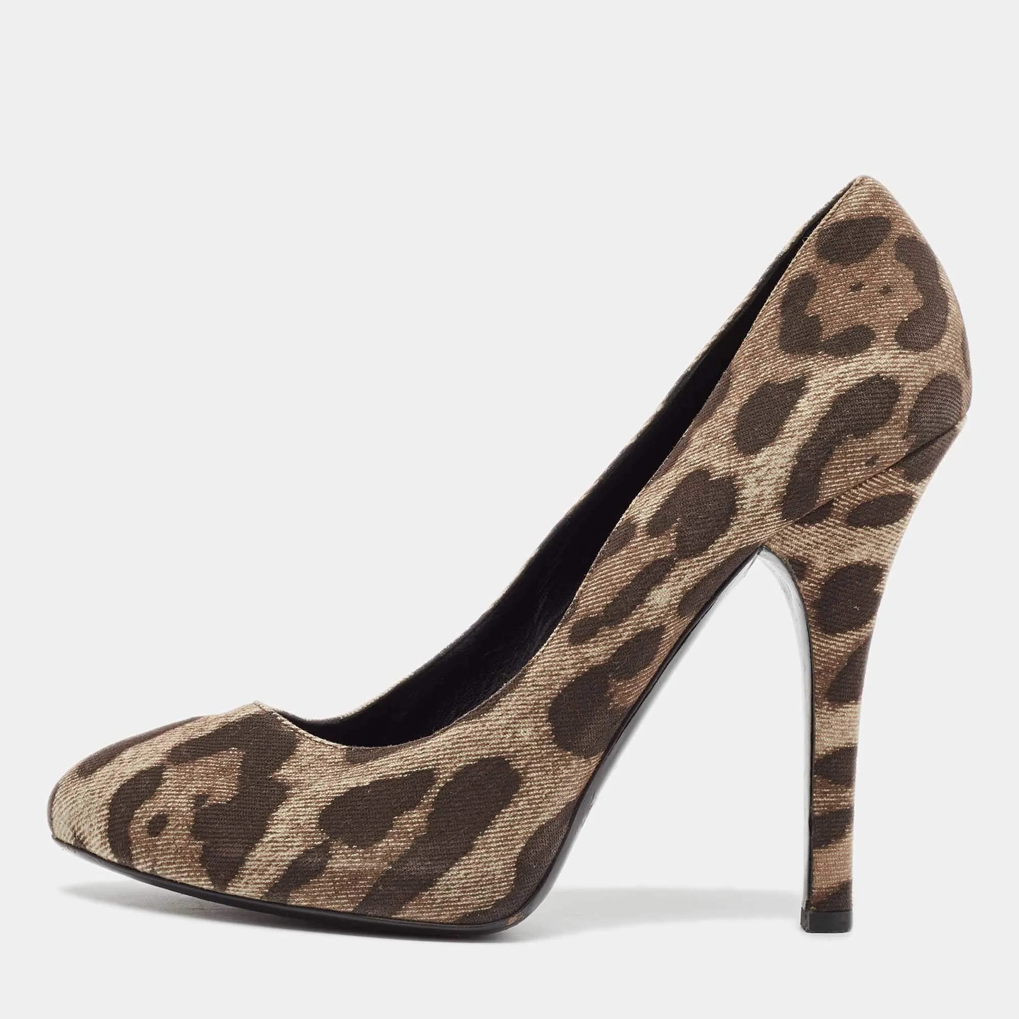 Dolce&Gabbana Brown Leopard Print Canvas Mary Jane Pumps