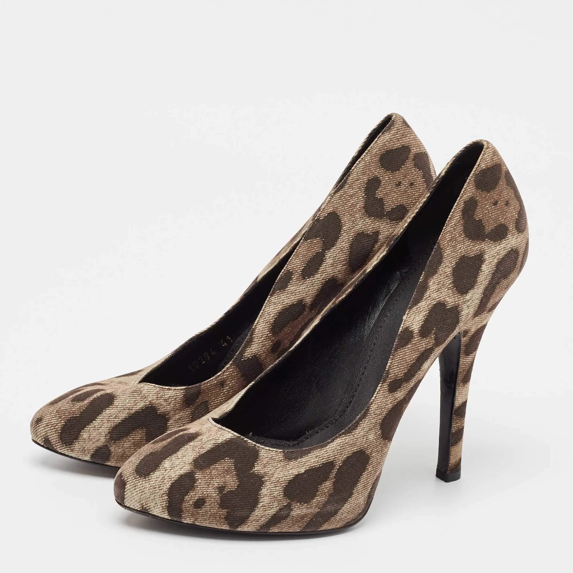Dolce&Gabbana Brown Leopard Print Canvas Mary Jane Pumps