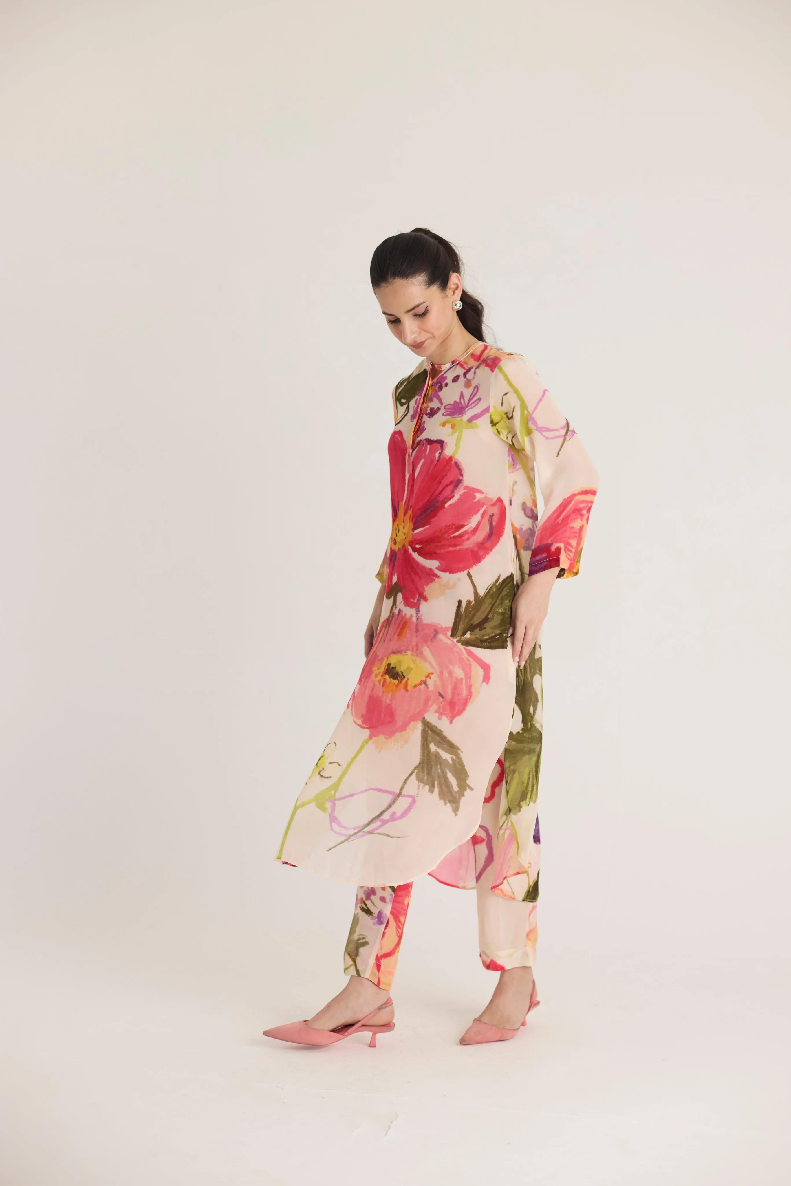 Dolly White Long Kurta Set