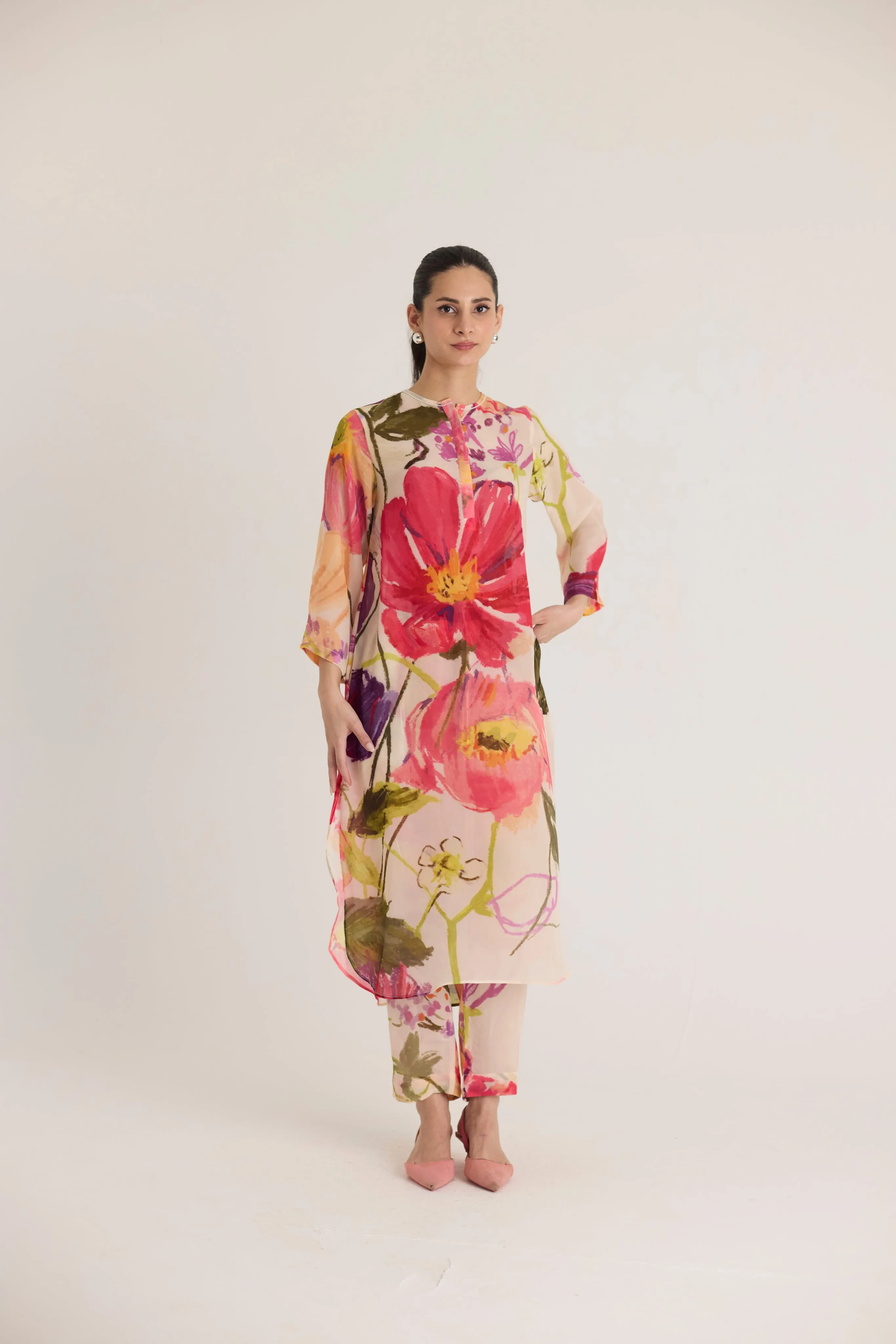 Dolly White Long Kurta Set